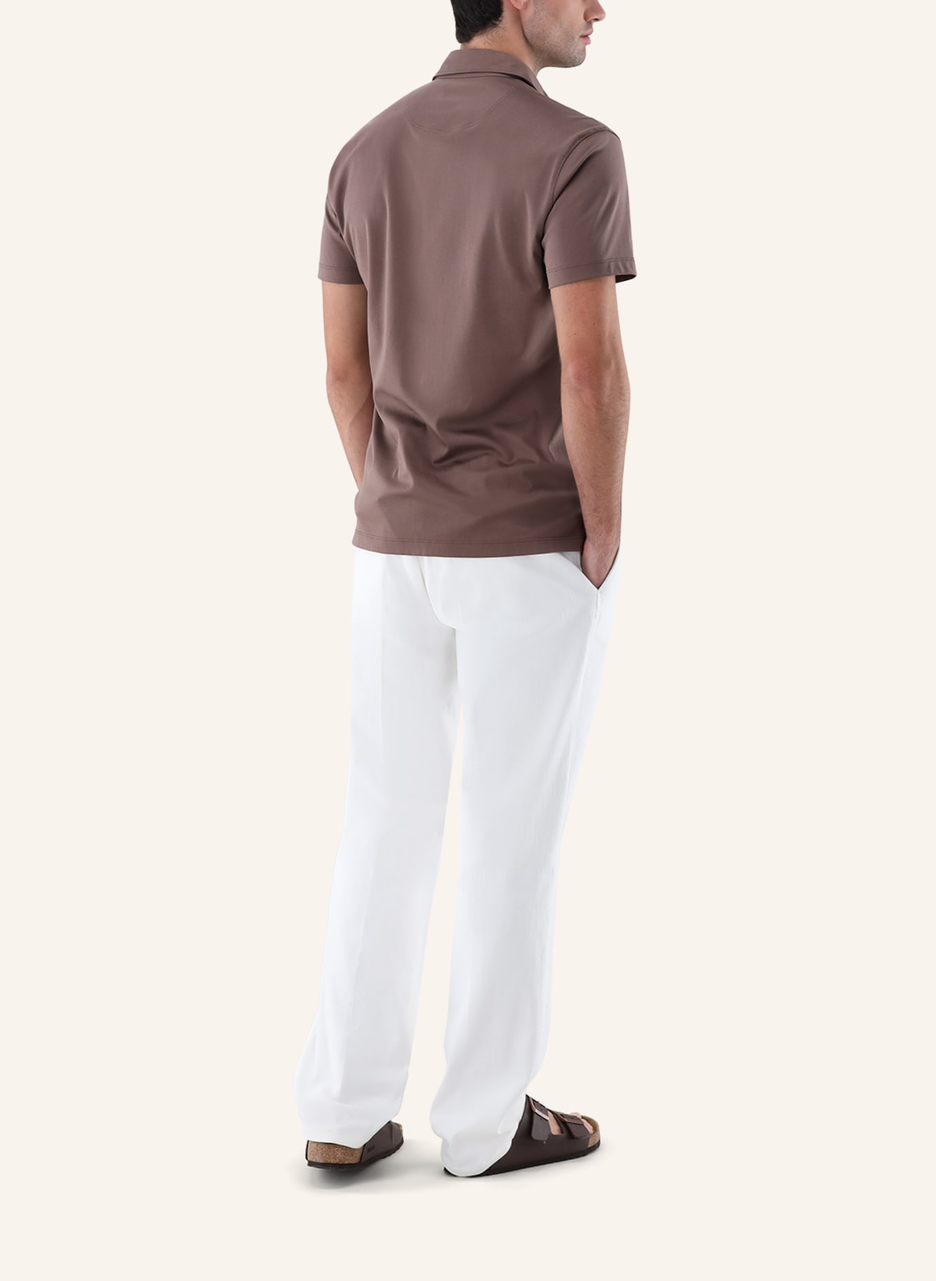 van Laack Hemd Polo: BEIGE/ BRAUN