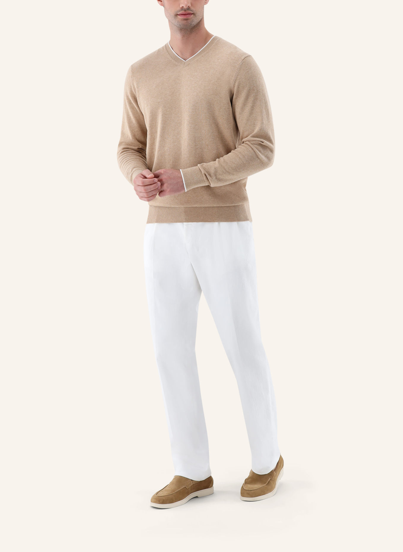 van Laack Pullover: BEIGE/ BRAUN