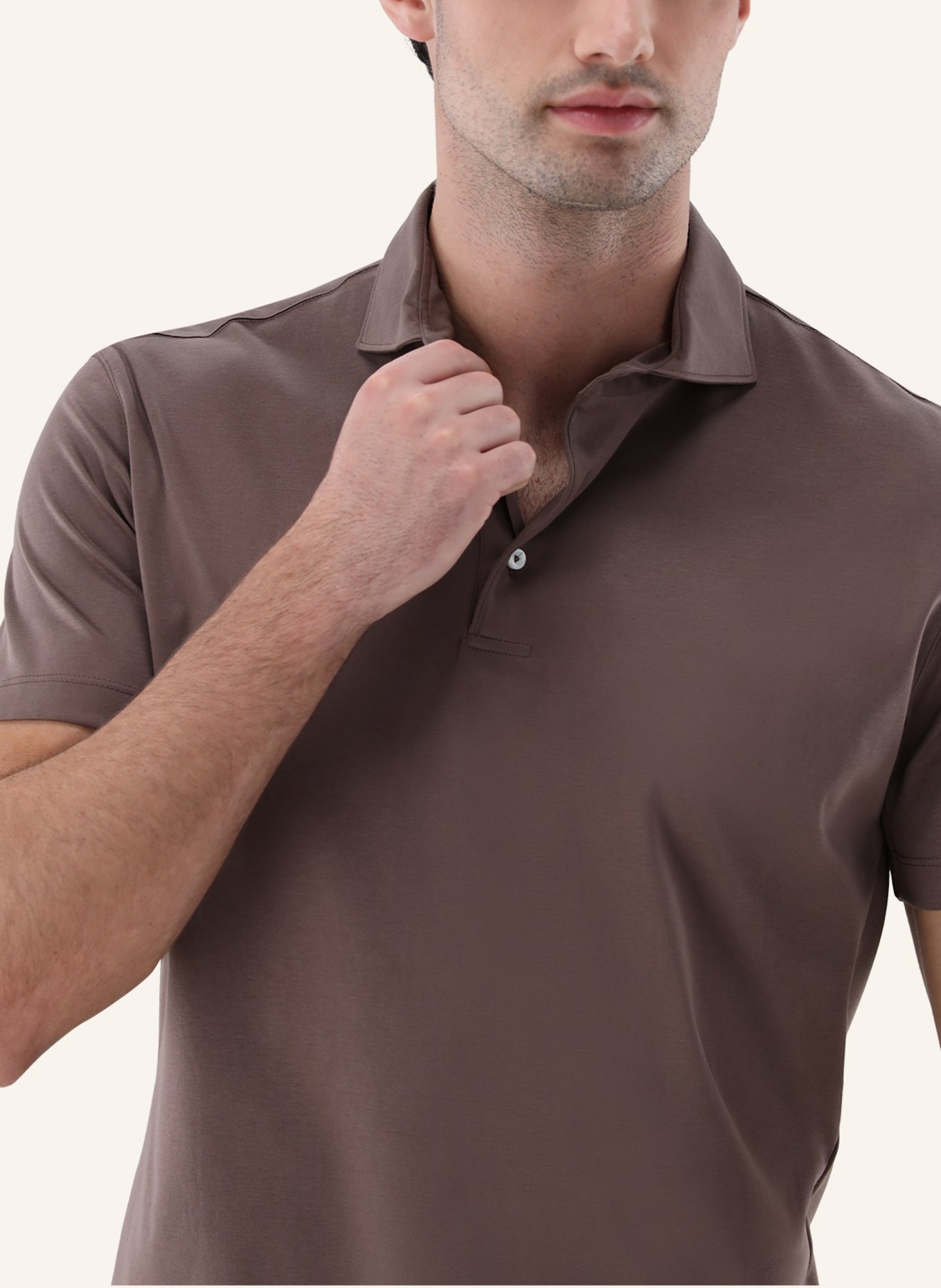 van Laack Hemd Polo: BEIGE/ BRAUN