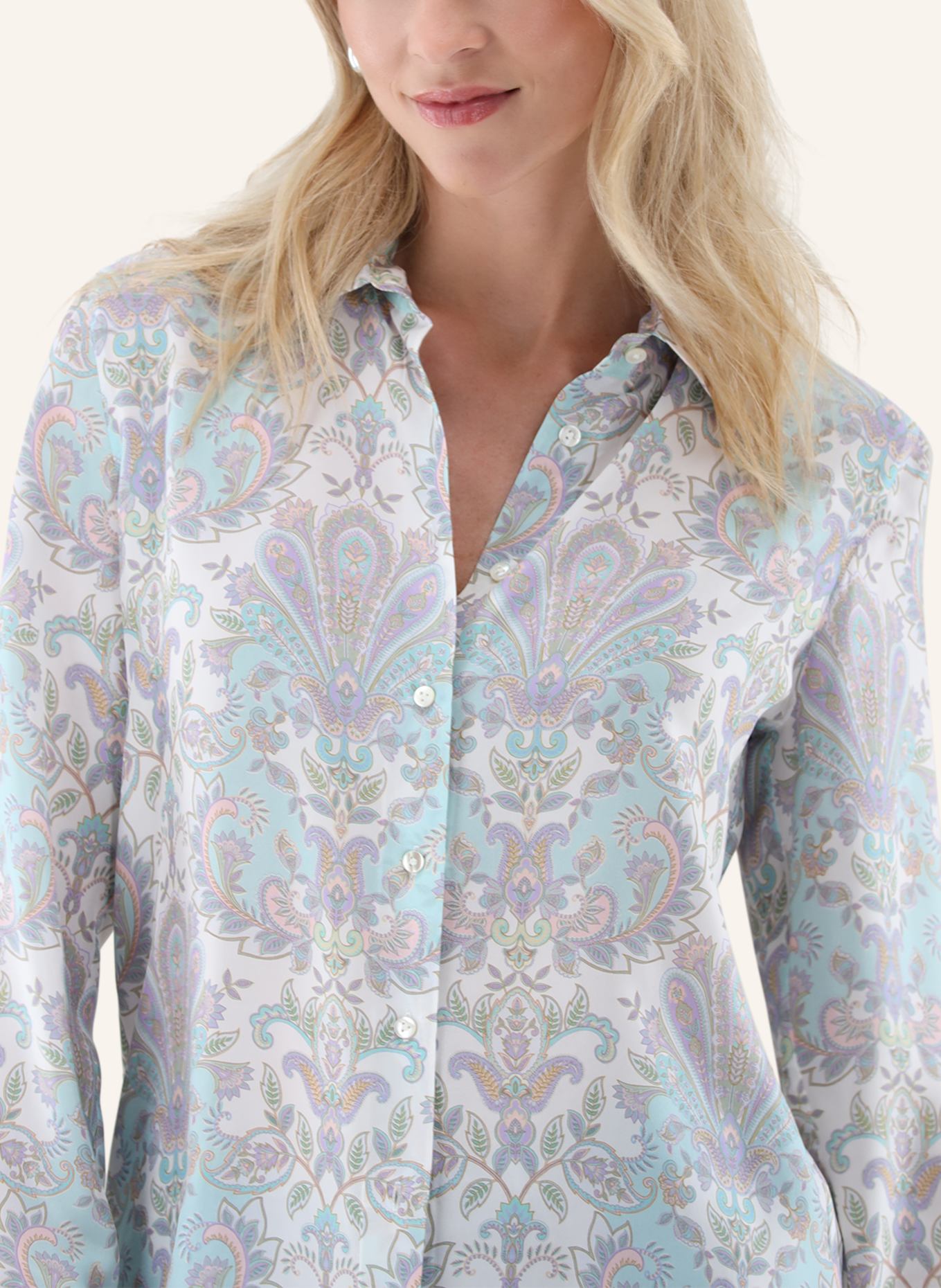 van Laack Bluse Modern Fit: BEIGE/ BRAUN