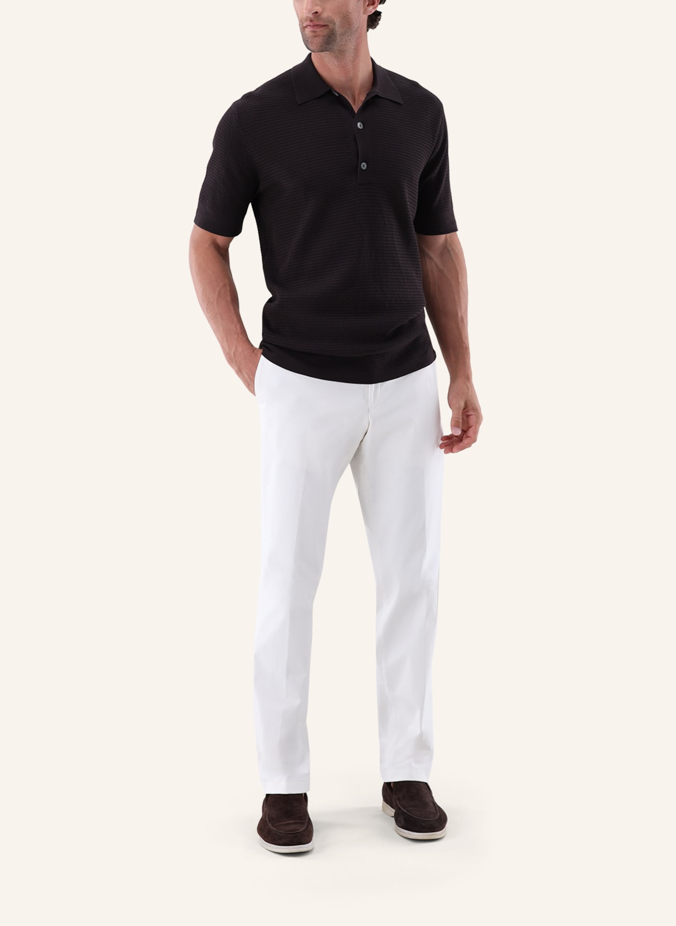 van Laack Poloshirt: BEIGE/ BRAUN