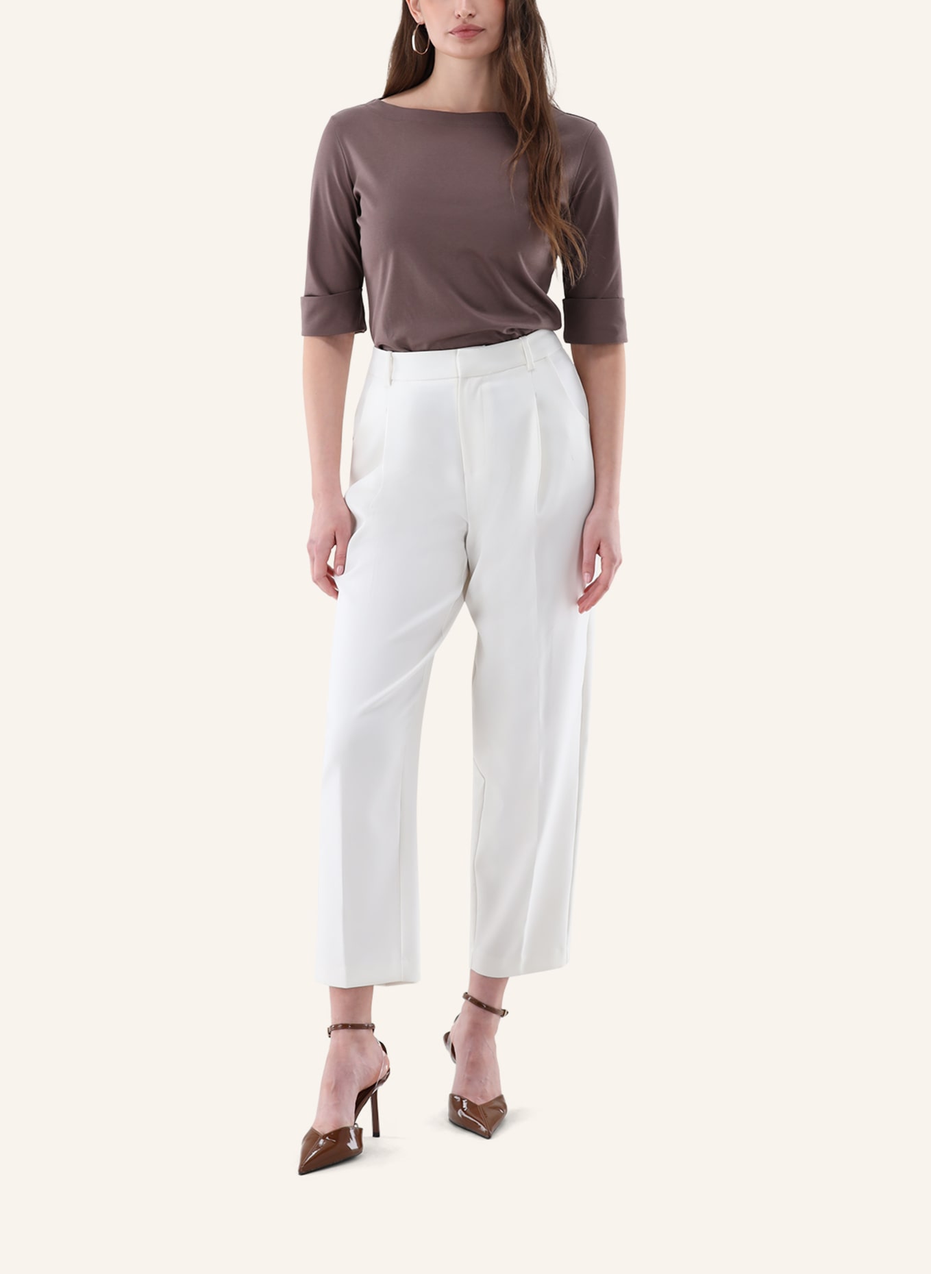 van Laack Bluse Slim Fit: BEIGE/ BRAUN