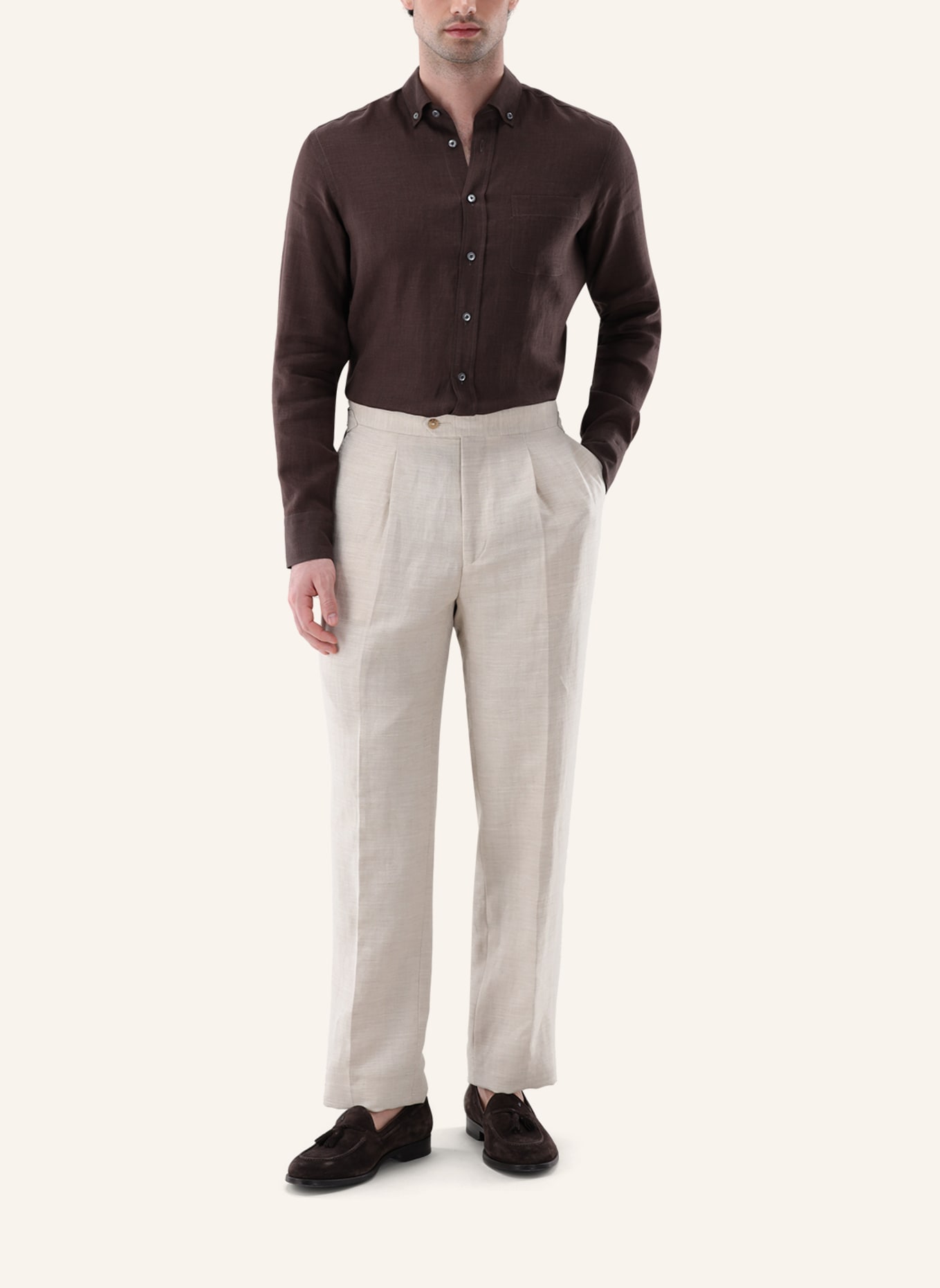 van Laack Hemd Tailor Fit: BEIGE/ BRAUN