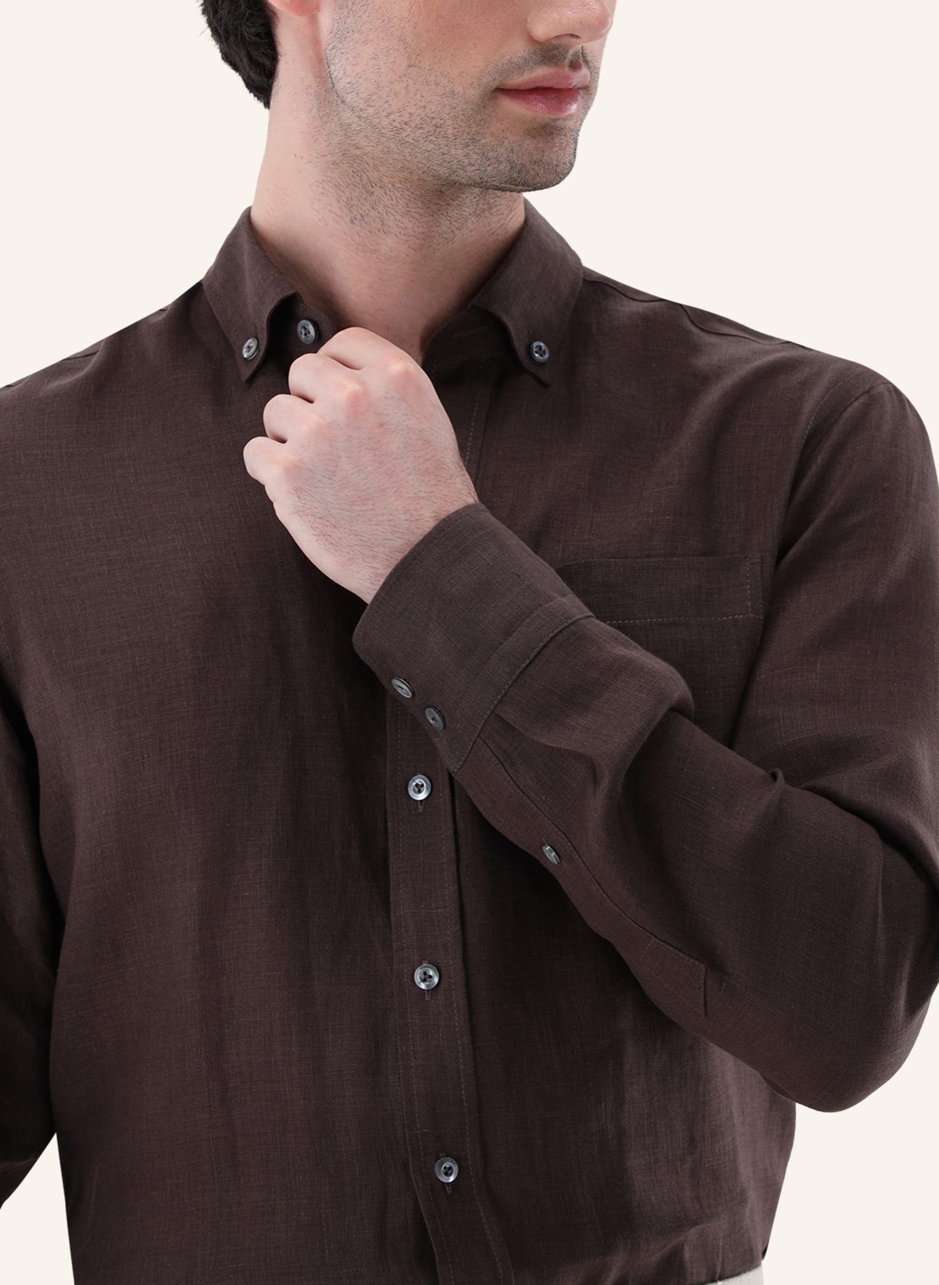 van Laack Hemd Tailor Fit: BEIGE/ BRAUN