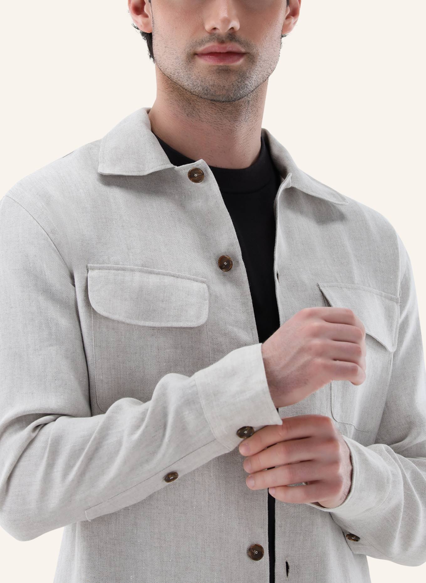 van Laack Hemd Tailor Fit: BEIGE/ BRAUN