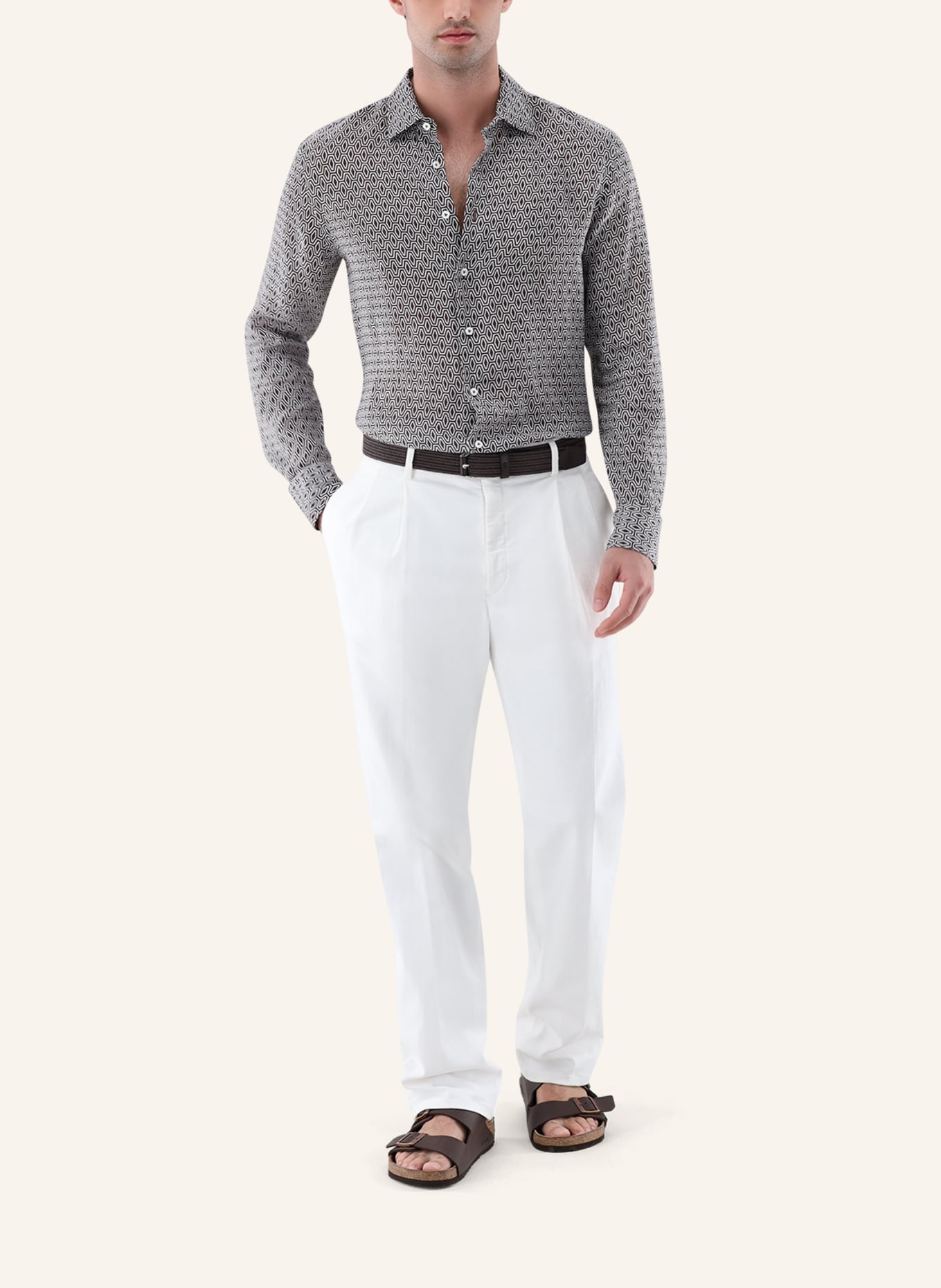 van Laack Hemd Slim Fit: BEIGE/ BRAUN