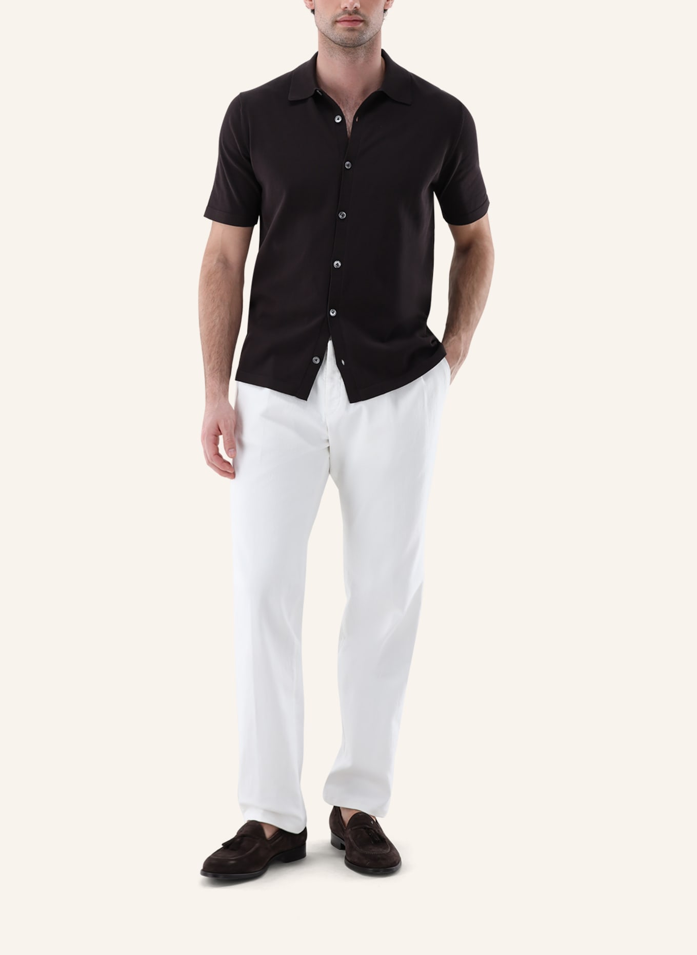 van Laack Poloshirt: BEIGE/ BRAUN