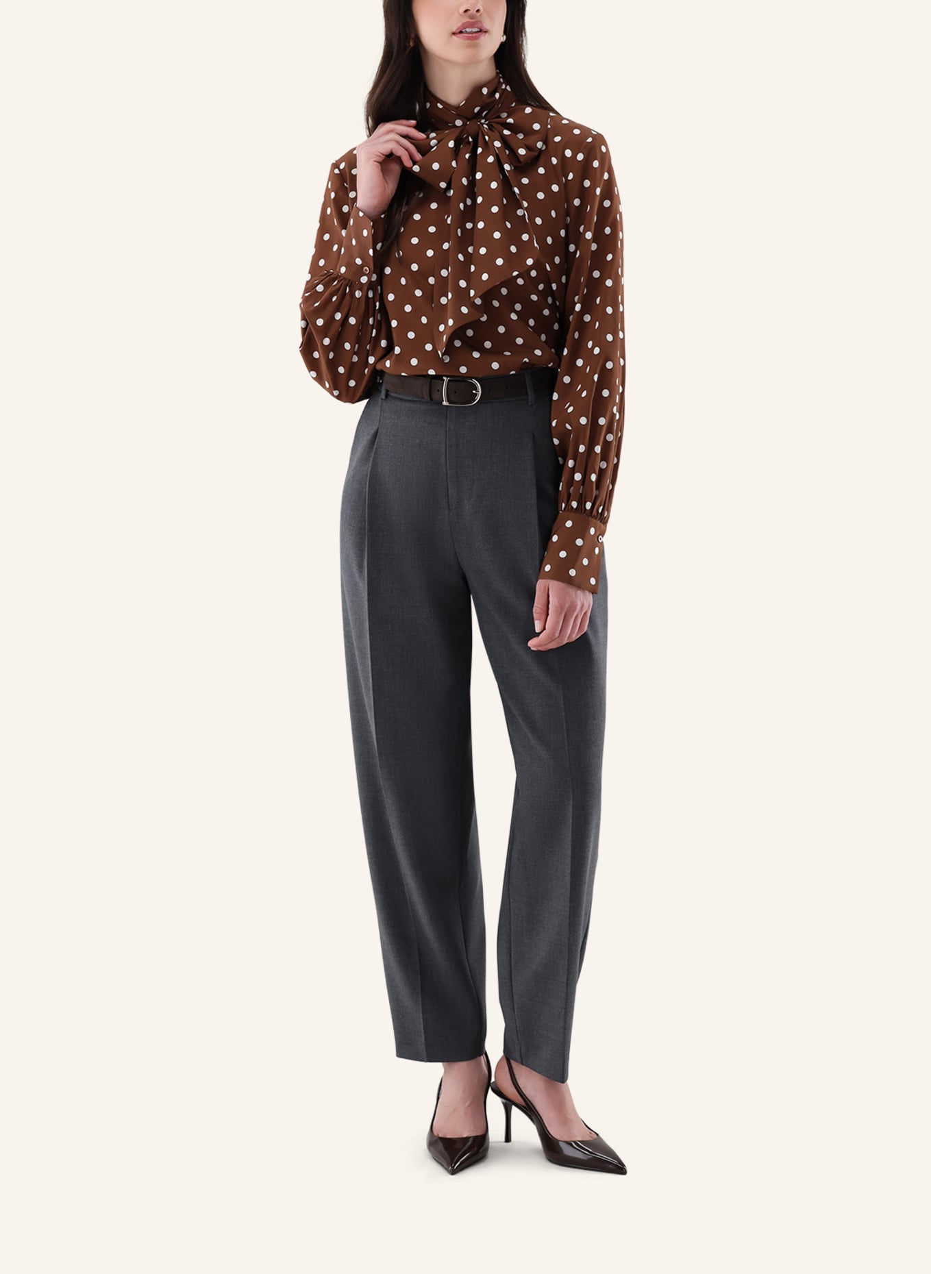 van Laack Bluse Modern Fit: BEIGE/ BRAUN