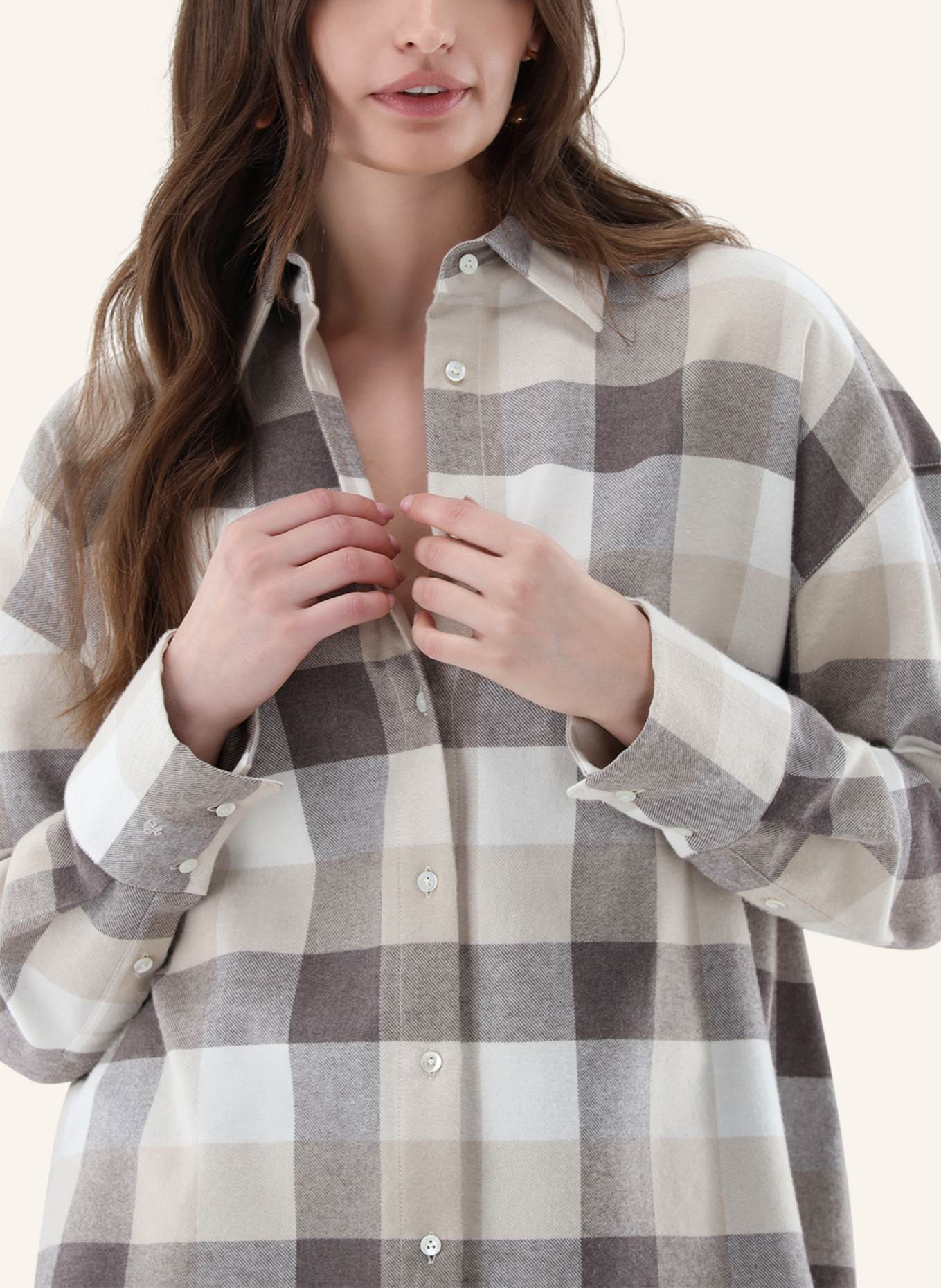 van Laack Bluse Modern Fit: BEIGE/ BRAUN