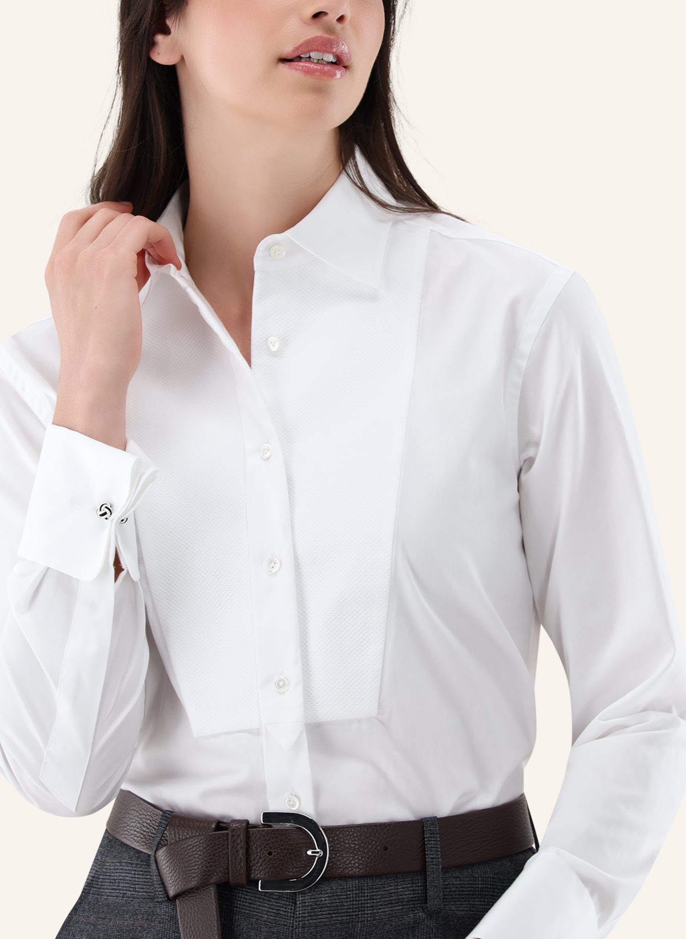 van Laack Blouse met moderne pasvorm: WIT