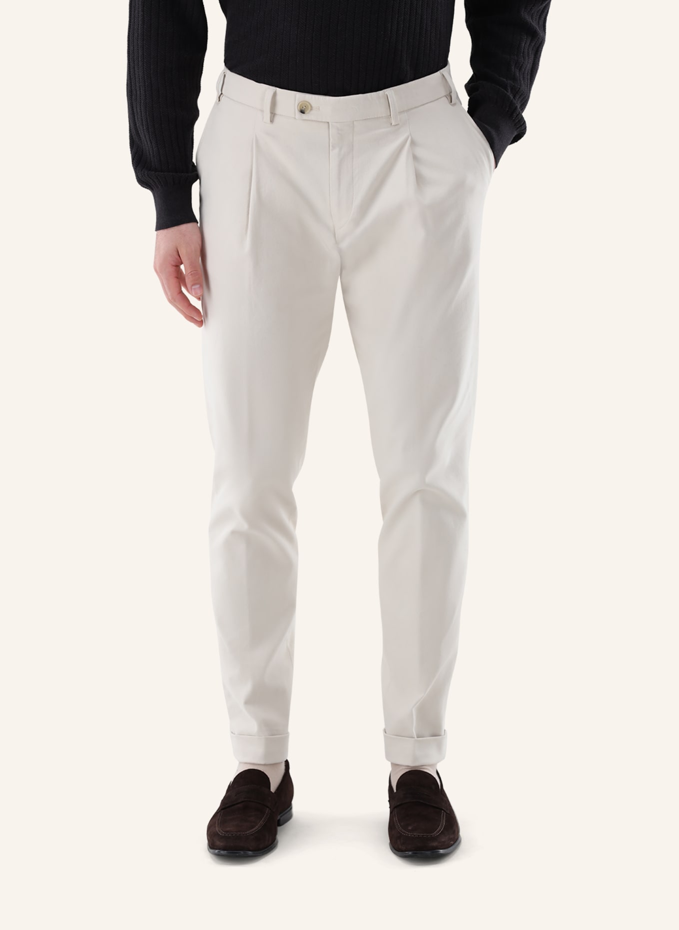 van Laack Slim-Fit Pants: BEIGE/ BROWN