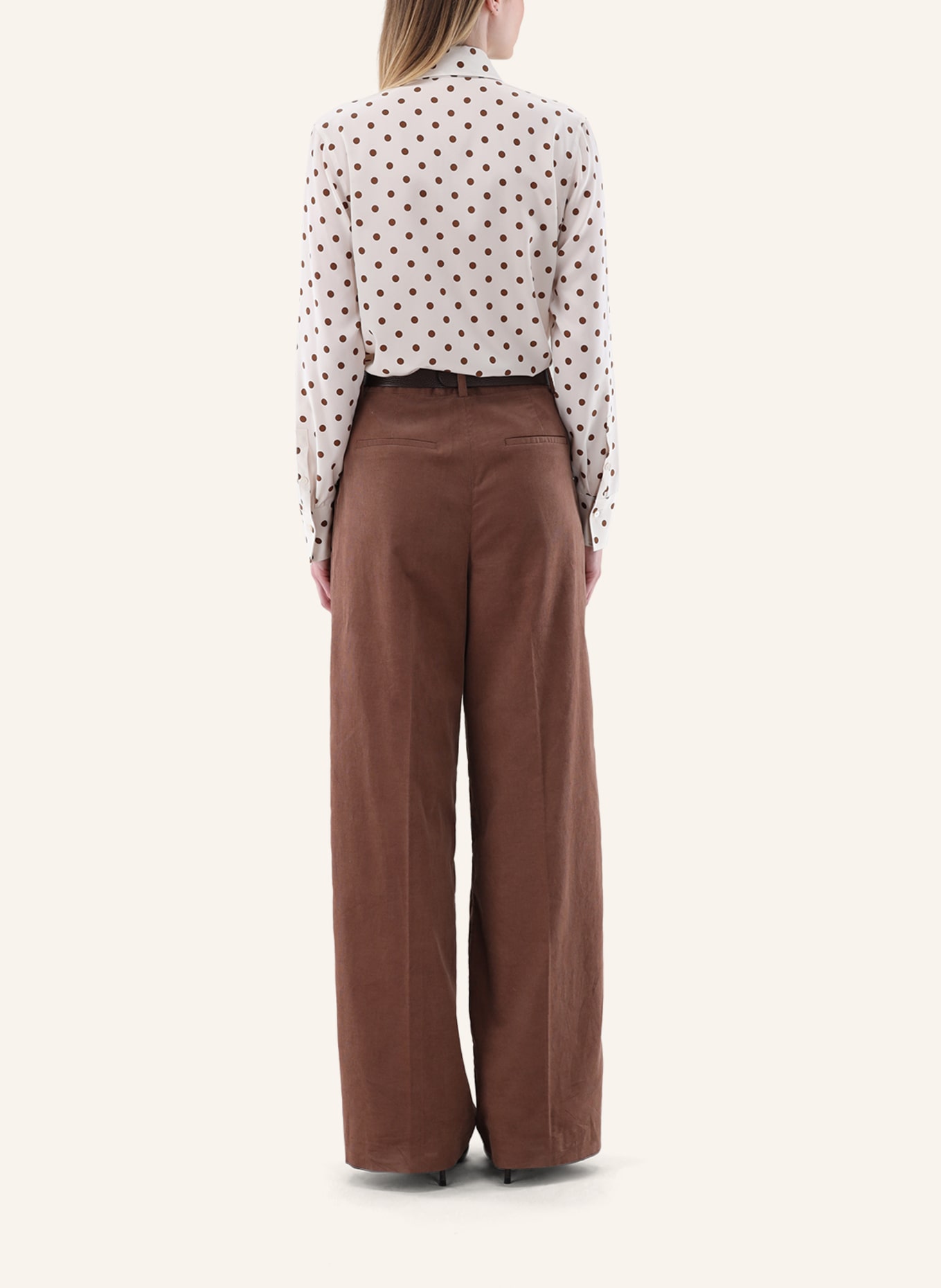 van Laack Modern Fit Blouse: CREAM/ BROWN
