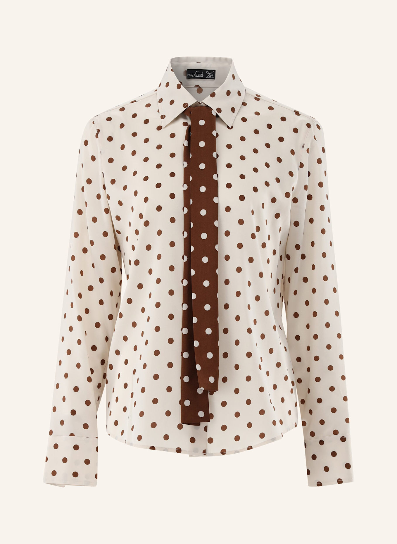van Laack Modern Fit Blouse: CREAM/ BROWN