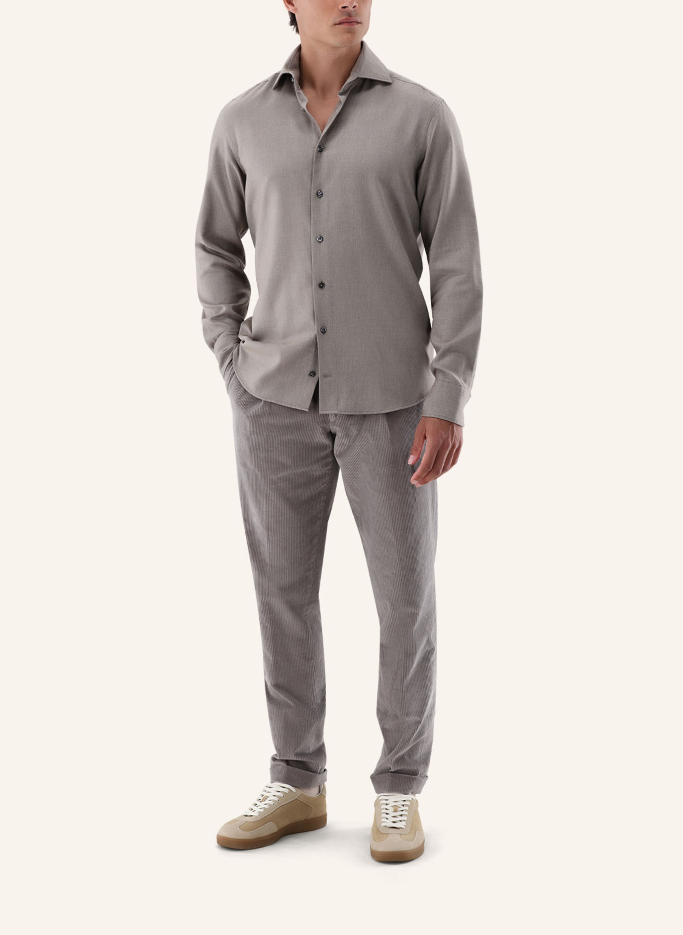van Laack Overhemd Tailor Fit: BEIGE / BRUIN
