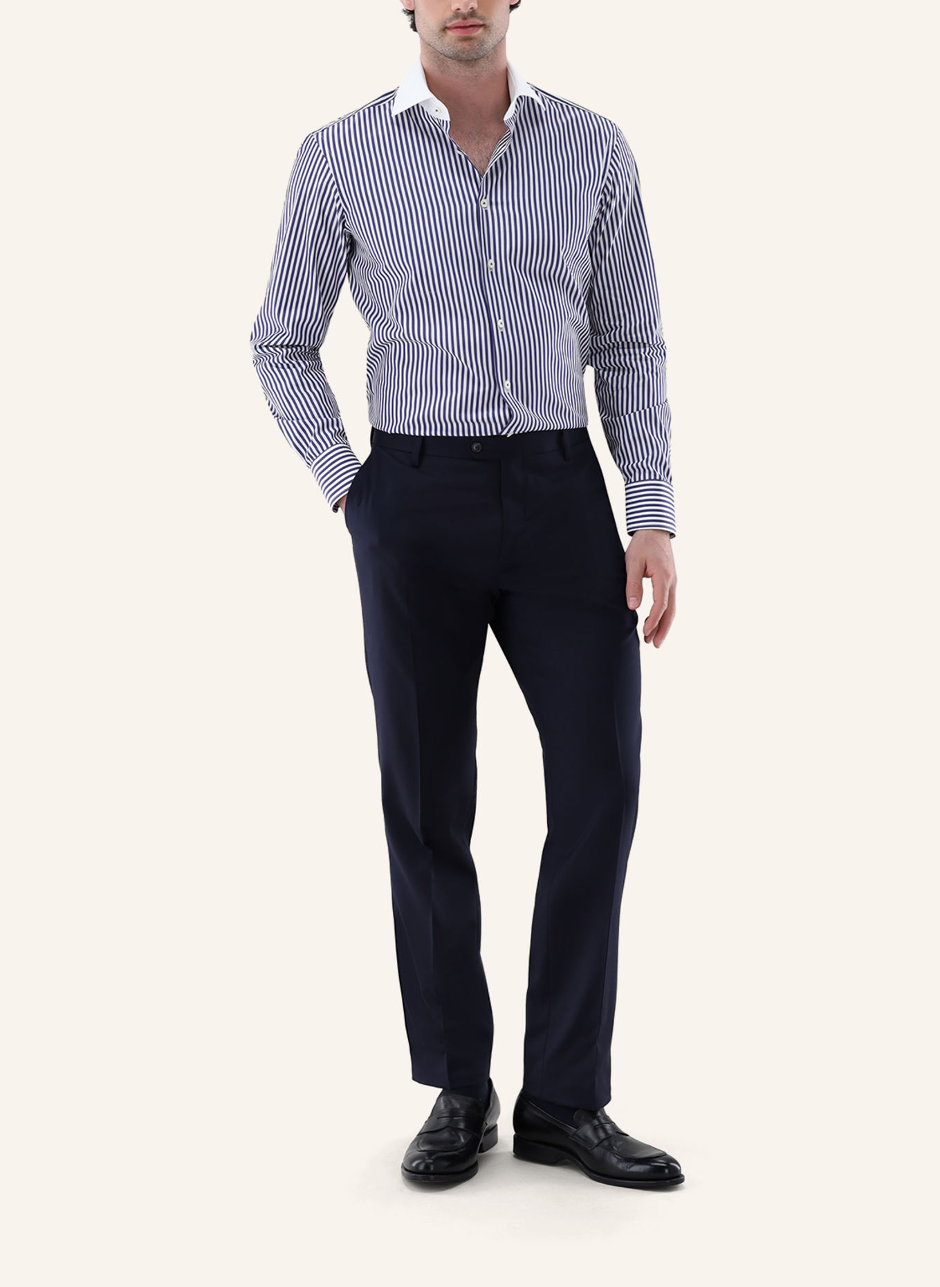 van Laack Overhemd, slim fit: DONKERBLAUW