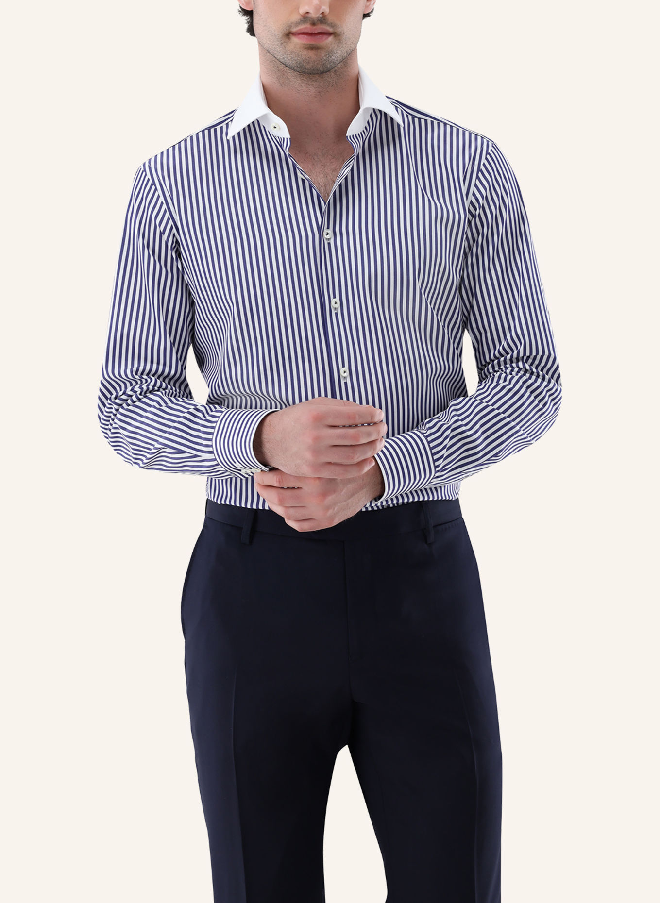 van Laack Overhemd, slim fit: DONKERBLAUW