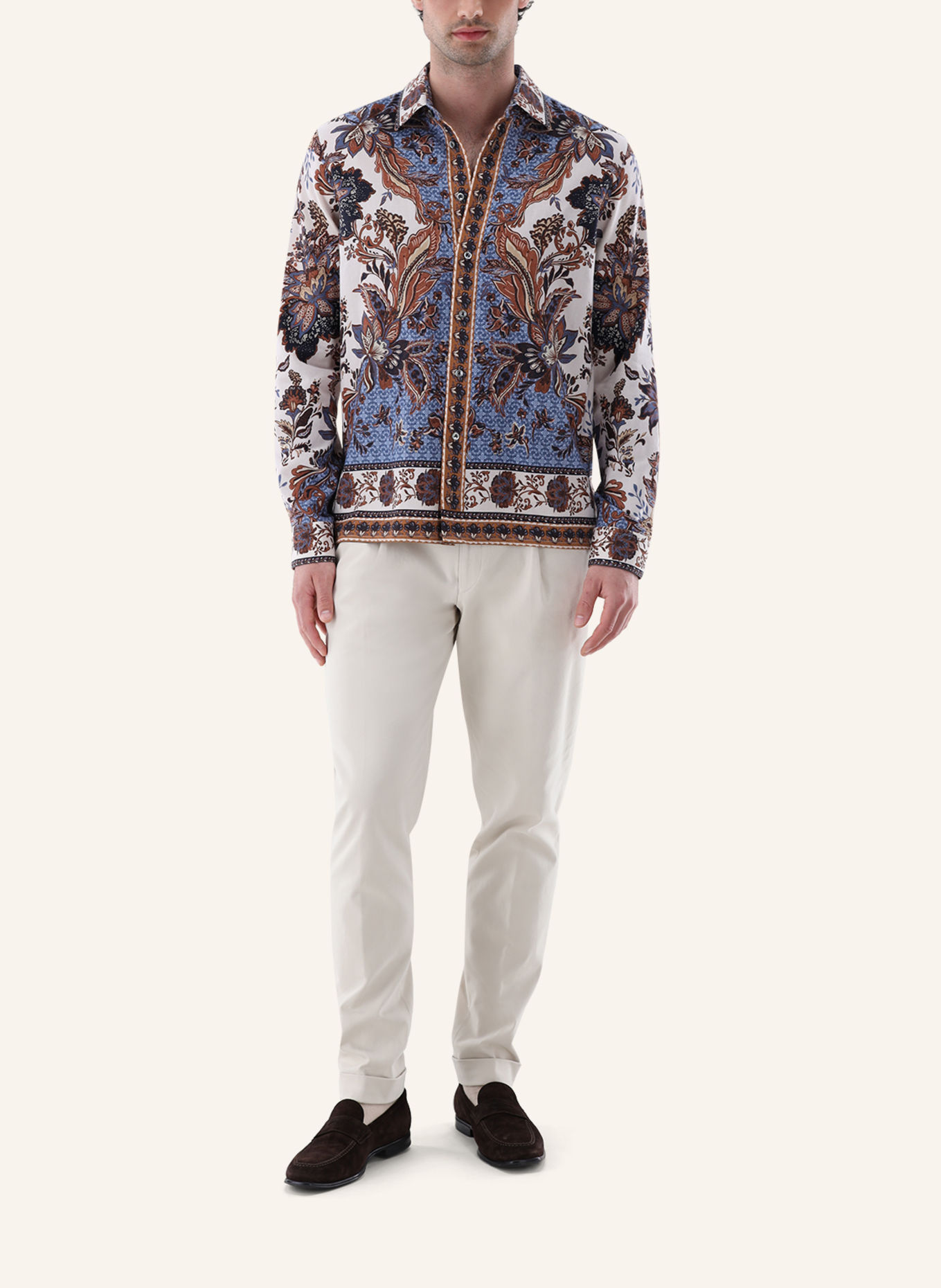 van Laack Overhemd, slim fit: BEIGE / BRUIN
