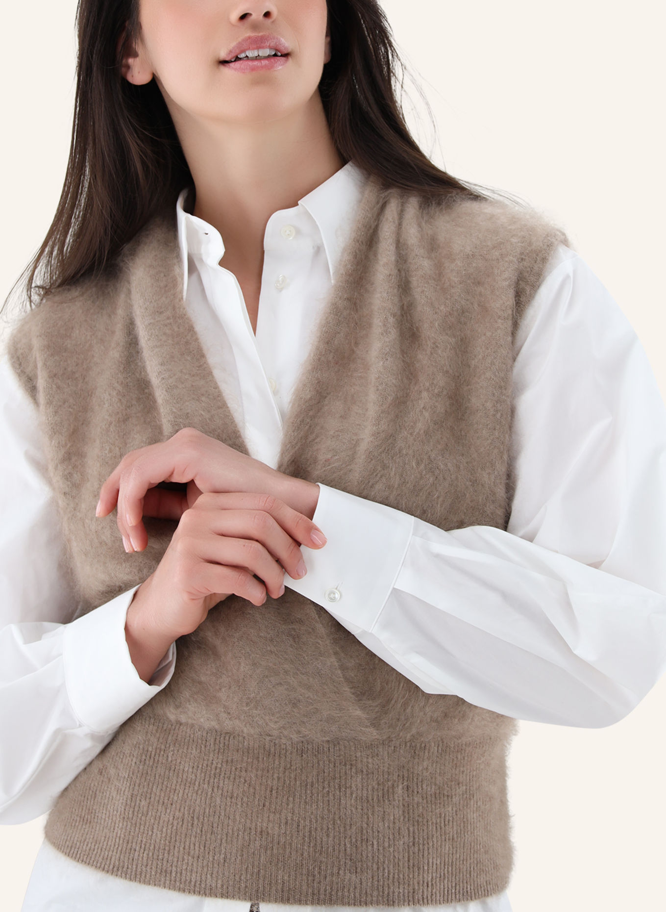 van Laack Stricktop: BEIGE / BRAUN