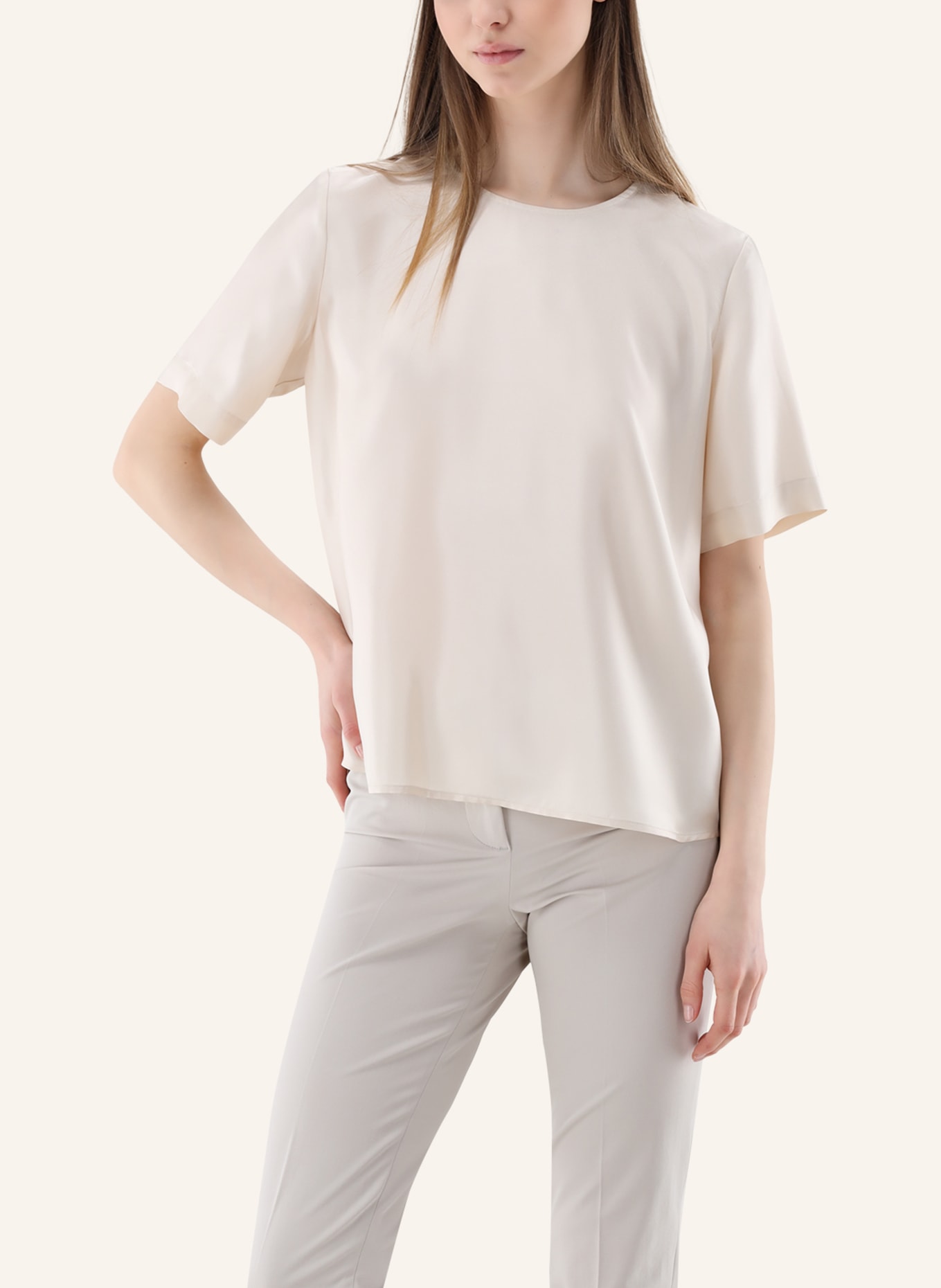 van Laack Bluse Modern Fit Langer Ärmel Stehkragen, Farbe: BEIGE (Bild 3)