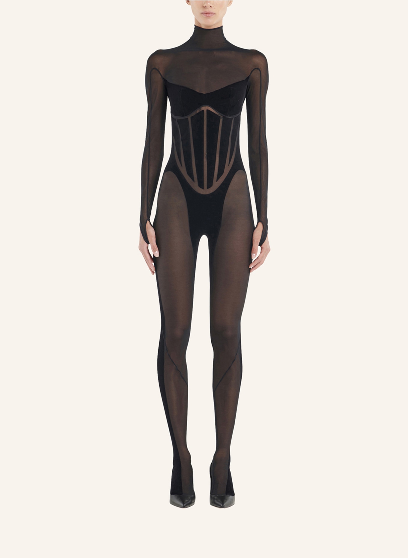 Wolford Catsuit MUGLER X WOLFORD FLOCK SHAPING in schwarz