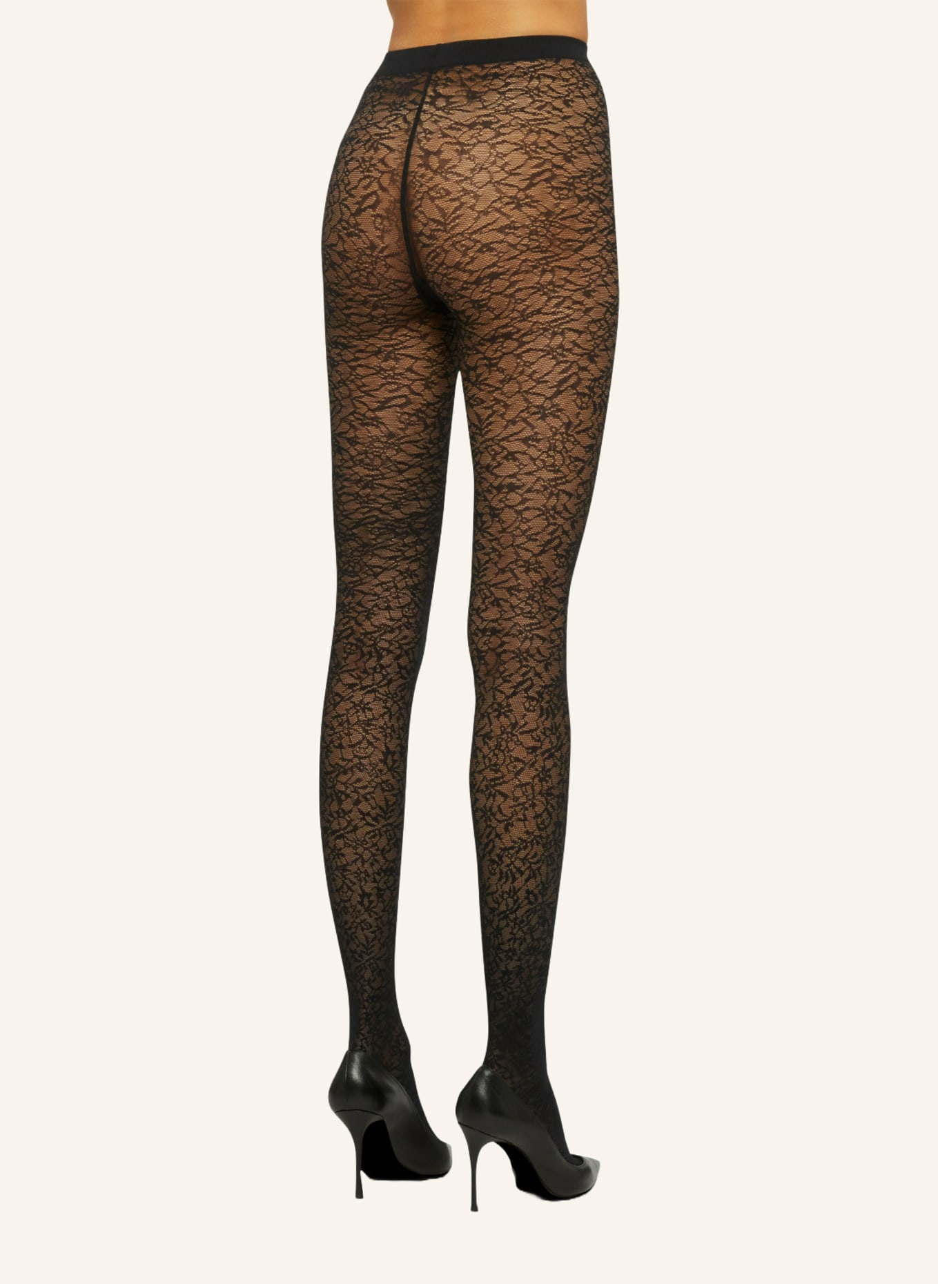 Wolford Strumpfhose FLORAL JACQUARD 40 DEN, Farbe: SCHWARZ (Bild 3)