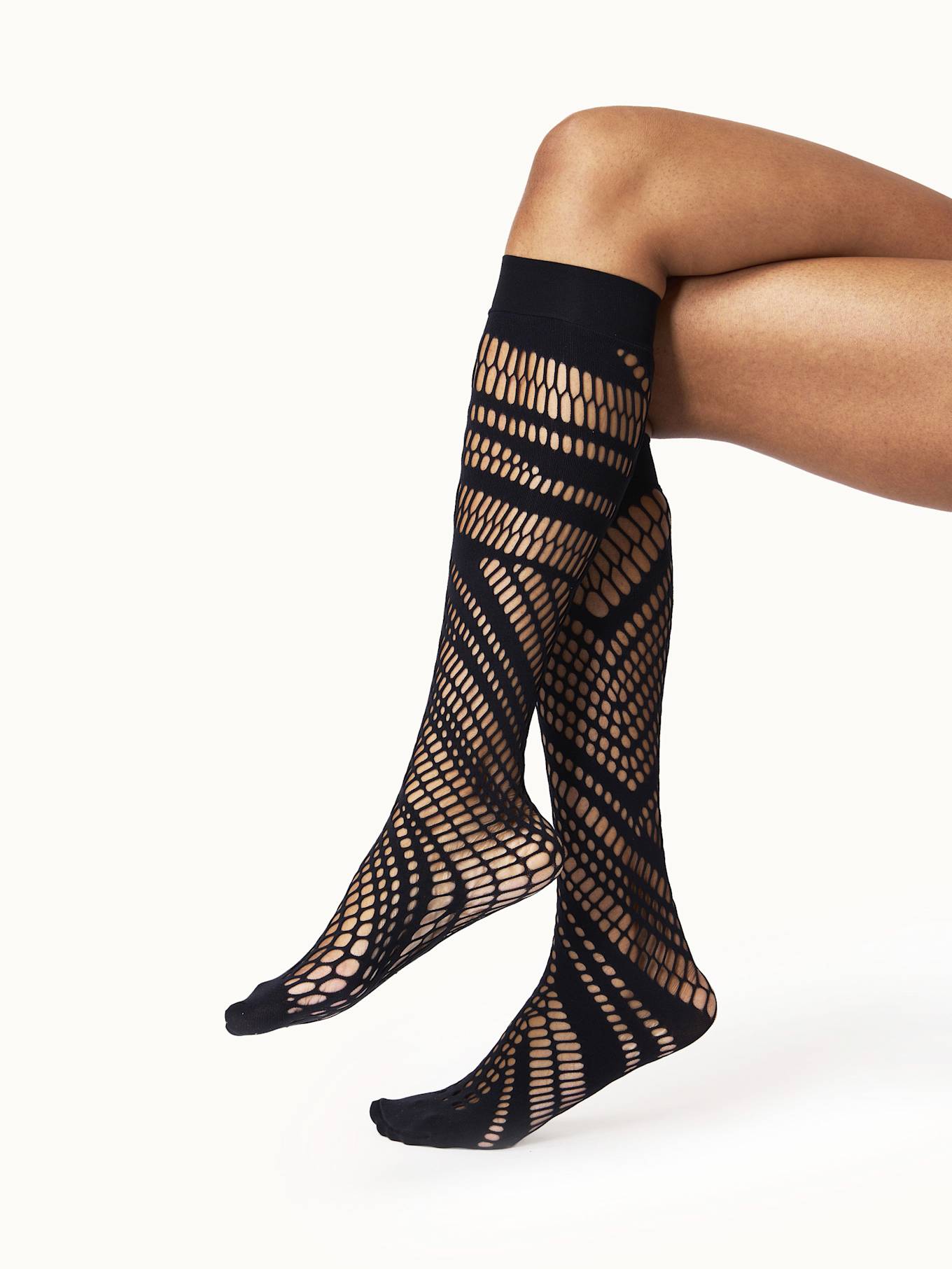 Wolford Kniestrumpf ORGANIC NET KNEE-HIGHS: SCHWARZ