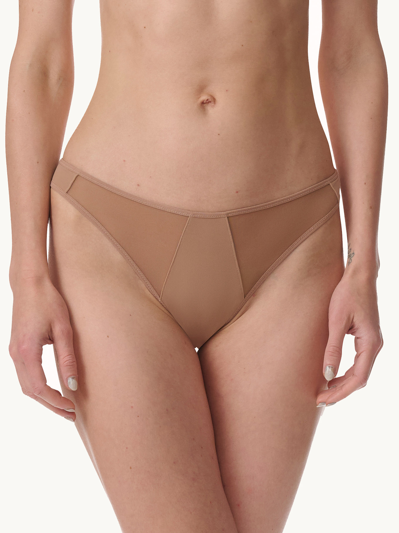 Wolford Lingerie Tanga SHEER OPAQUE BRIEF: CAMEL