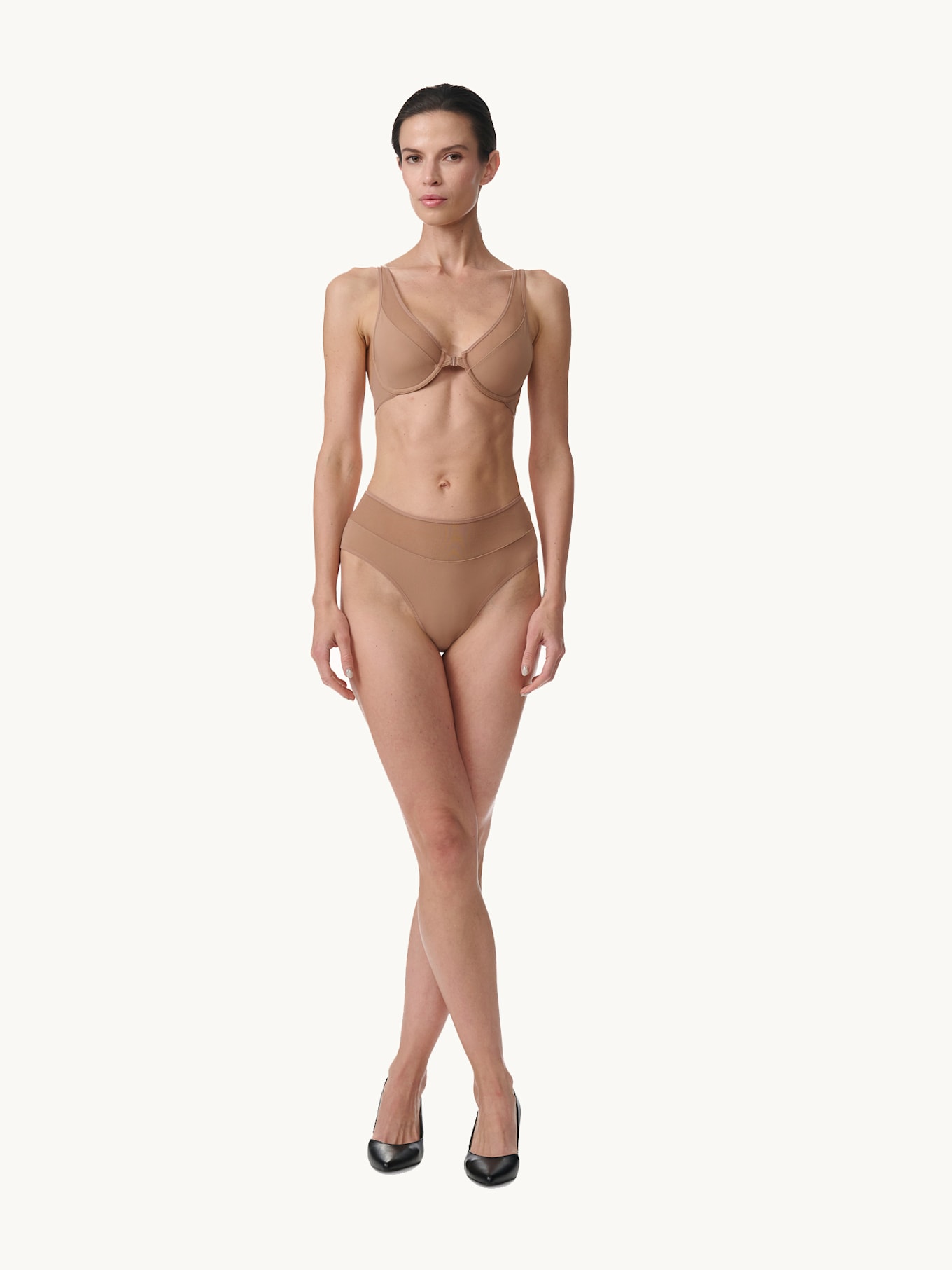 Wolford Lingerie Tanga SHEER OPAQUE PANTY: CAMEL