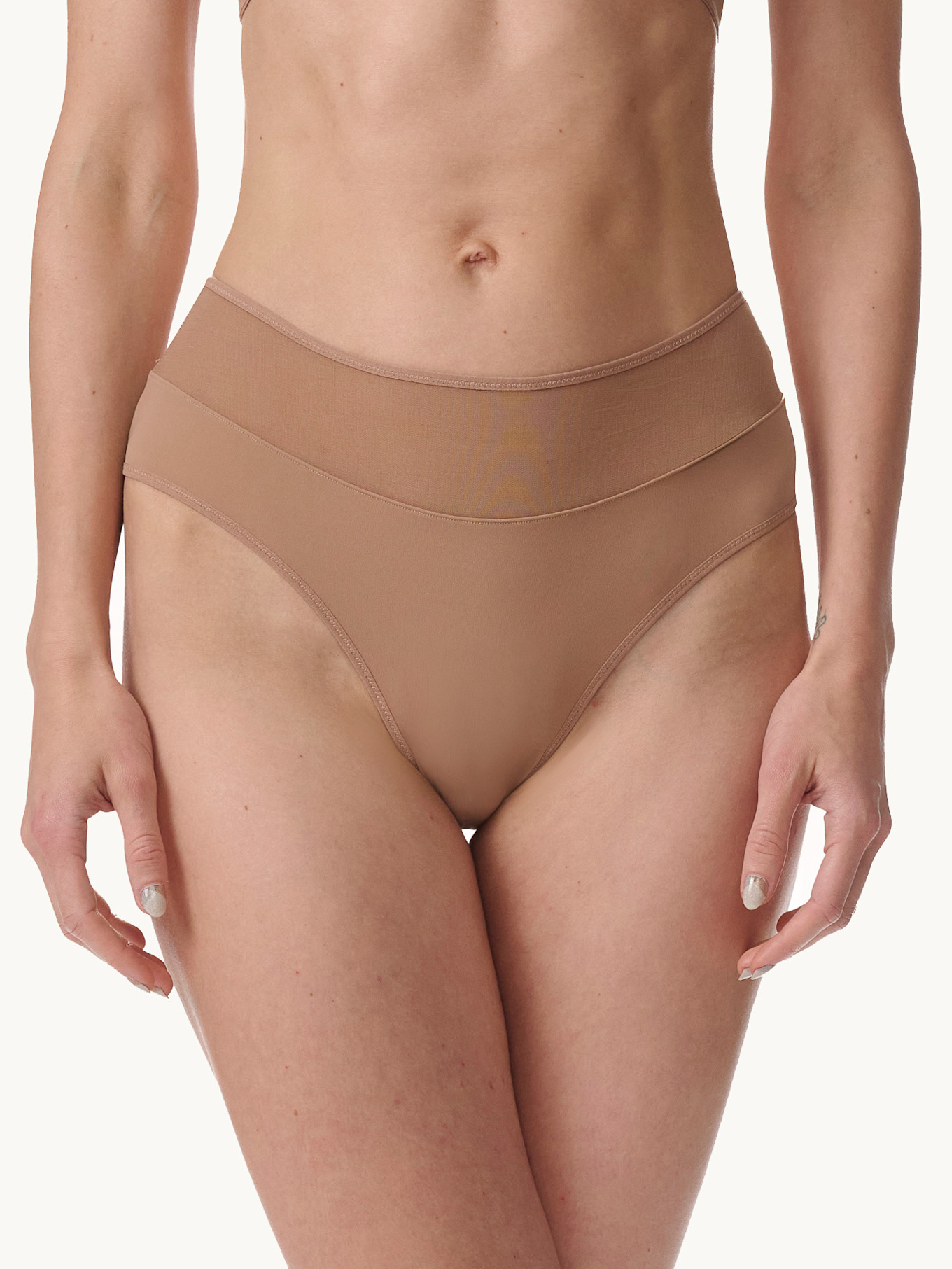 Wolford Lingerie Tanga SHEER OPAQUE PANTY: CAMEL