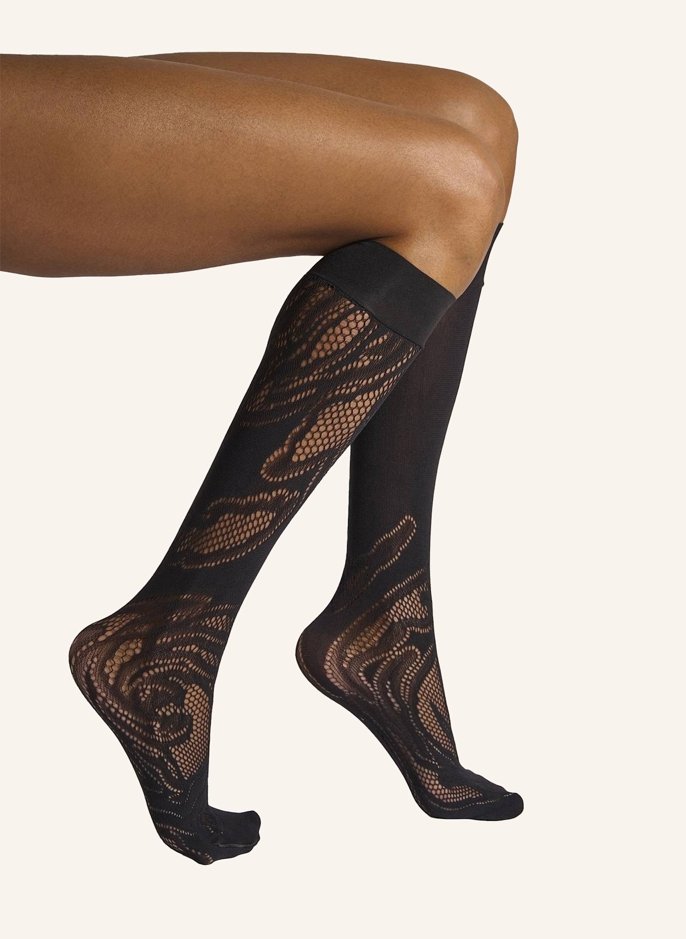 Wolford Kniestrumpf ROSE NET KNEE-HIGHS: SCHWARZ
