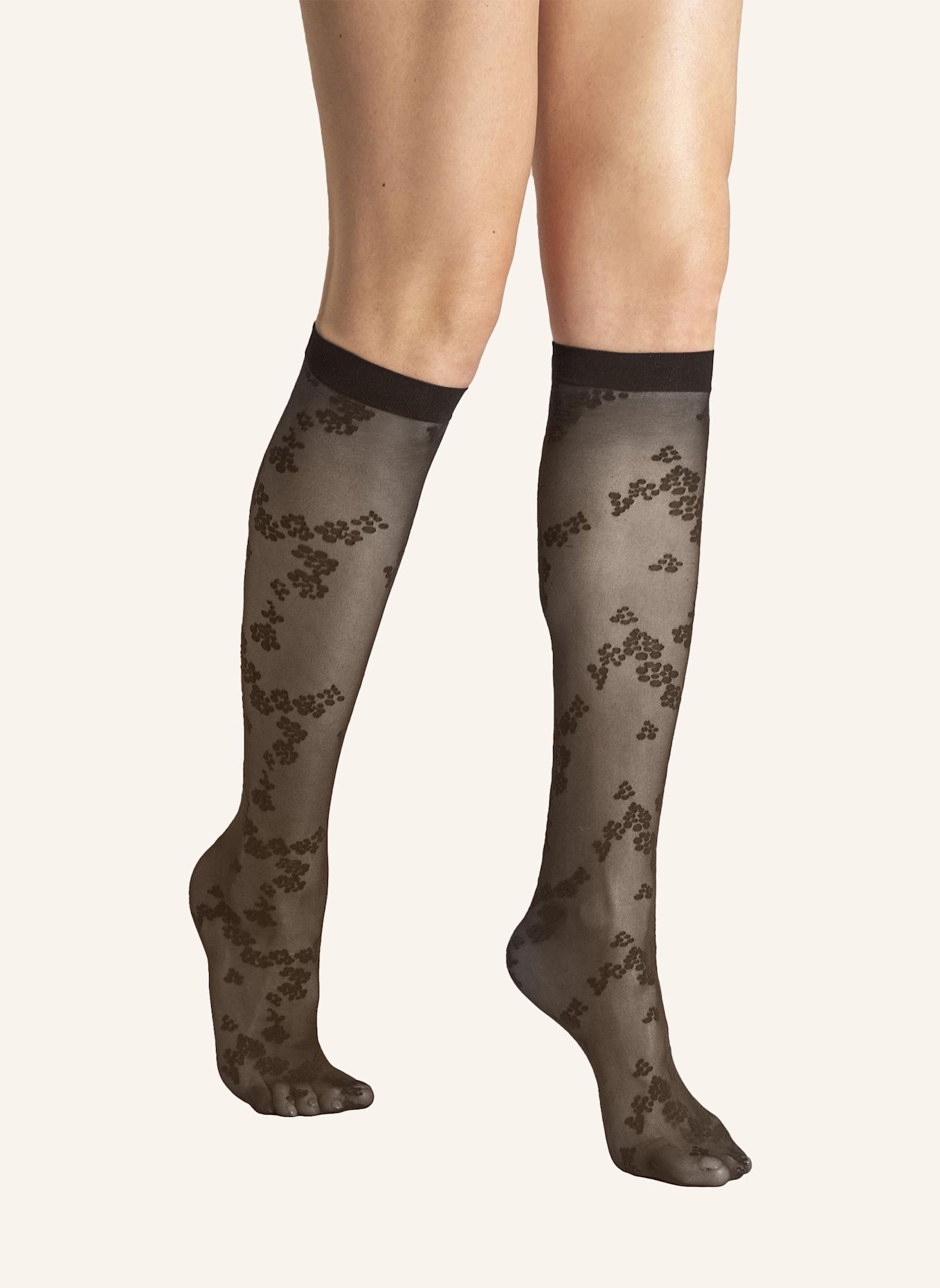 Wolford Kniestrumpf FLORET KNEE-HIGHS: DUNKELBRAUN