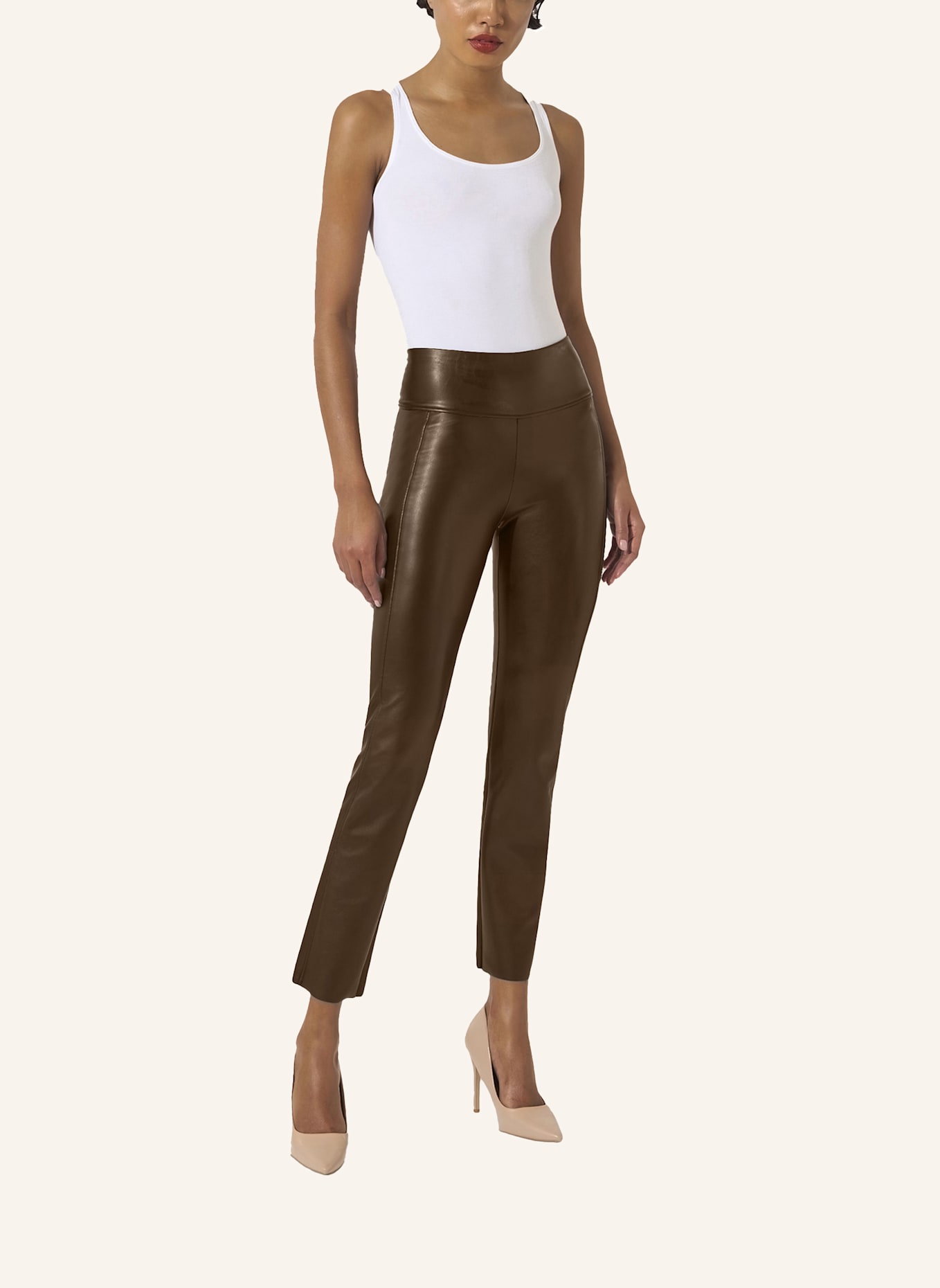 Wolford Hose EDIE in Lederoptik: BRAUN