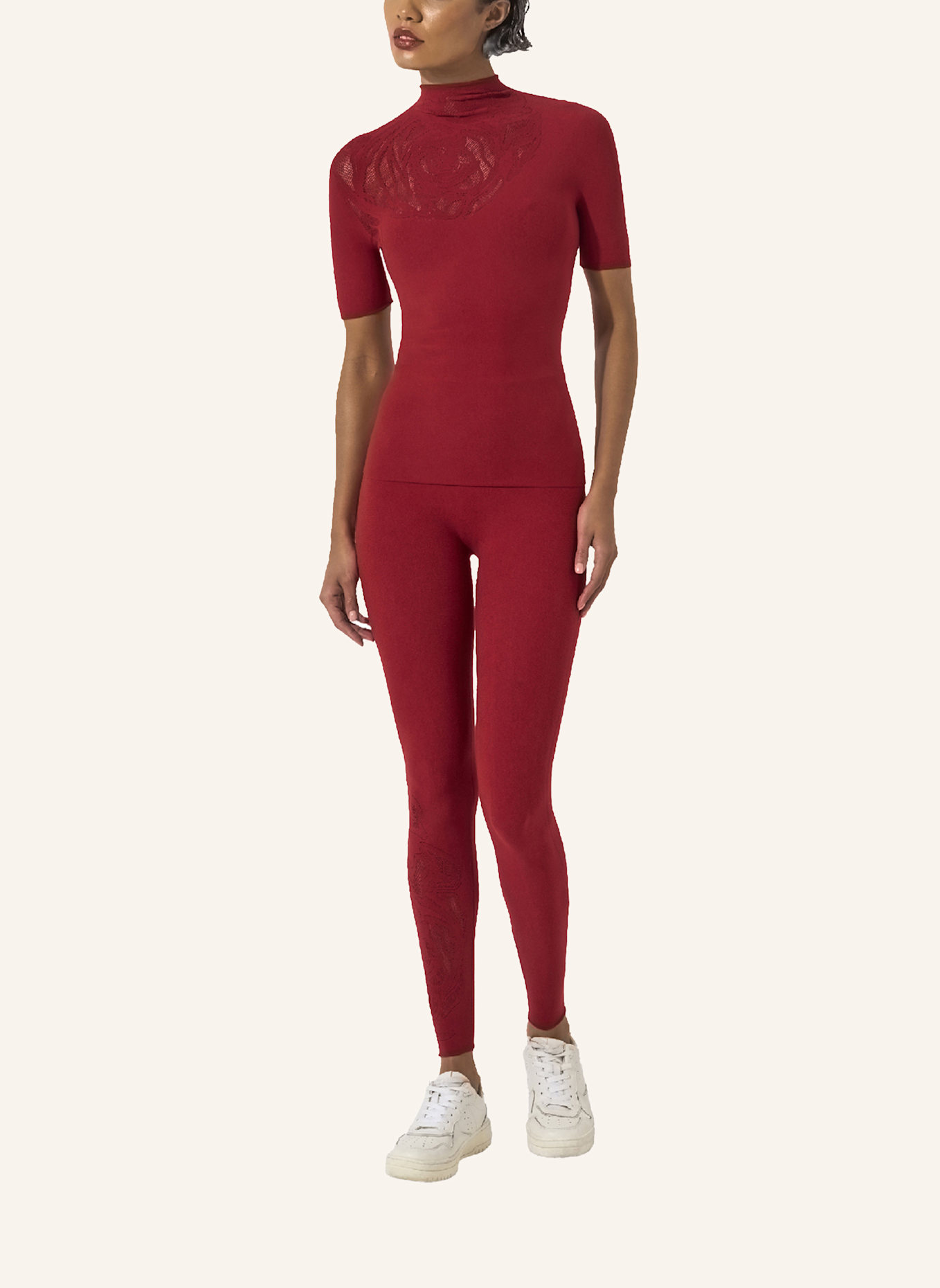 Wolford T-Shirt ROSE NET TOP SHORT SLEEVES: ROT