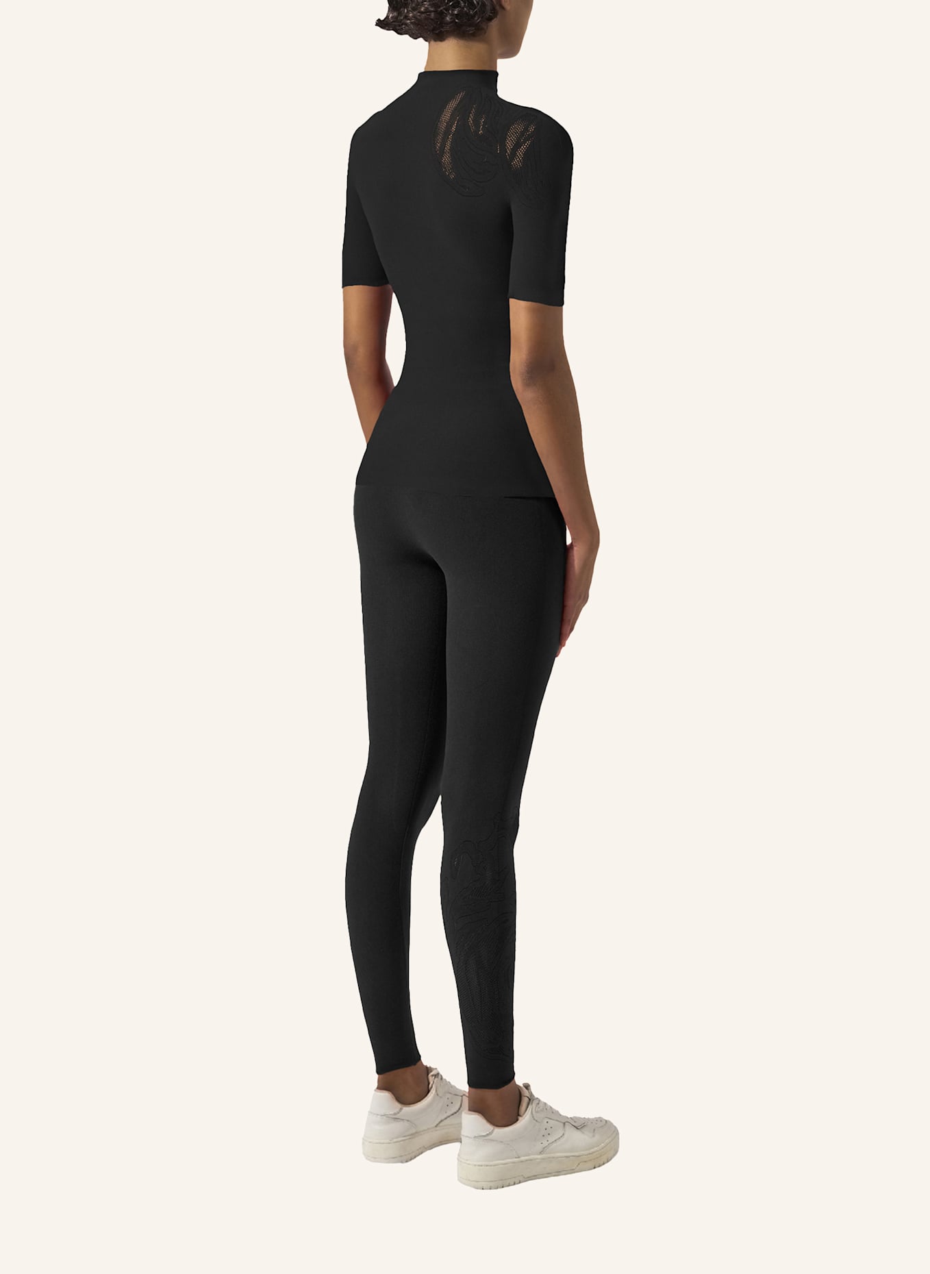 Wolford T-Shirt ROSE NET TOP SHORT SLEEVES: SCHWARZ