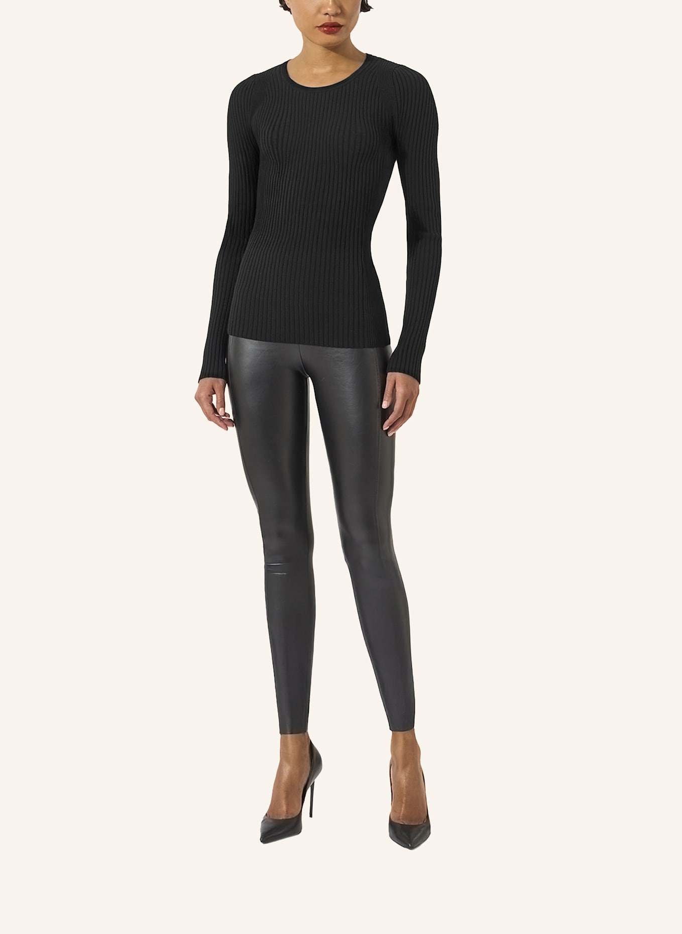 Wolford Pullover FINE MERINO RIB TOP L. SLEEVES: SCHWARZ