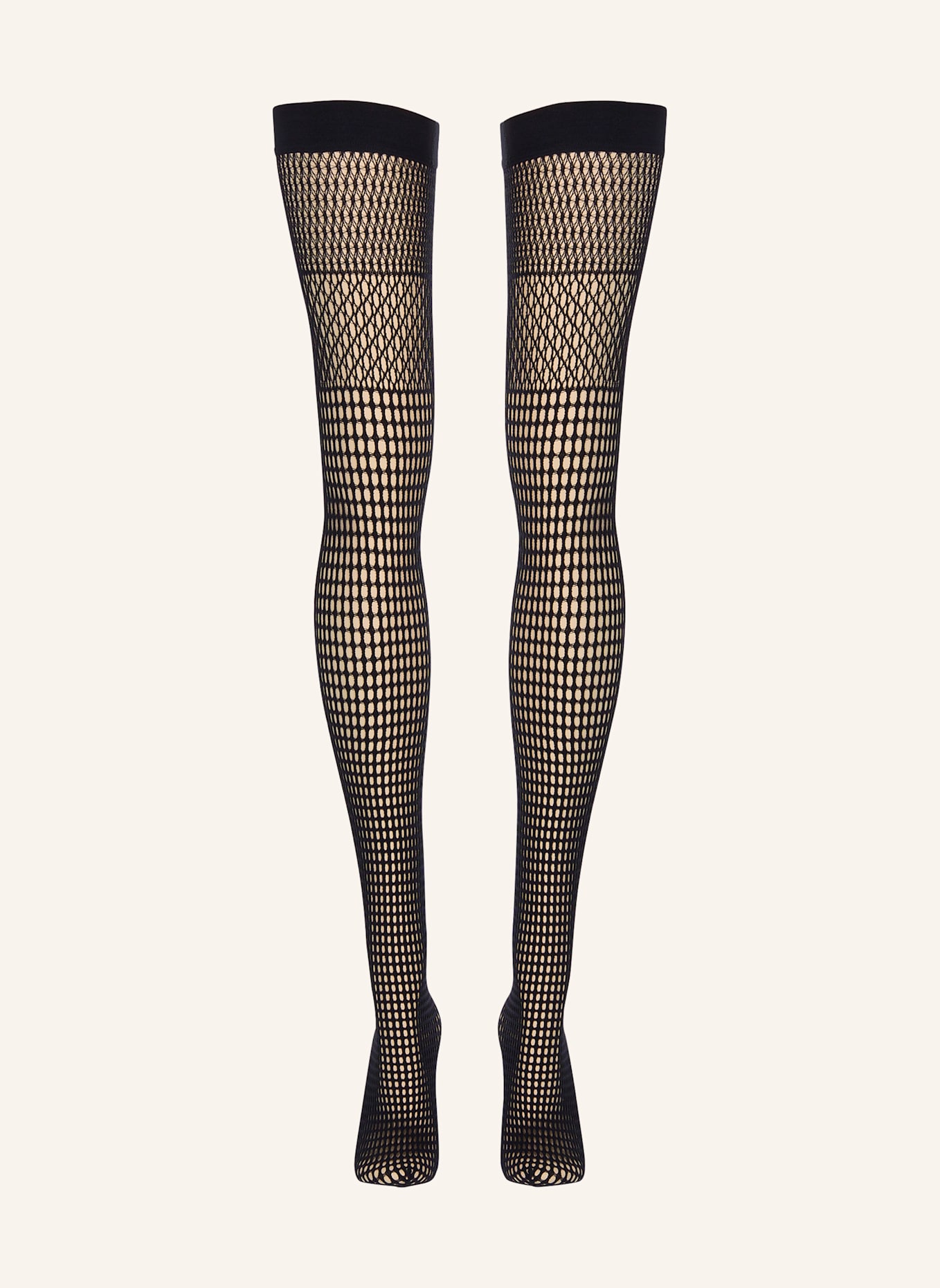 Wolford Halterloser Strumpf MOSAIC NET STAY-UP: SCHWARZ