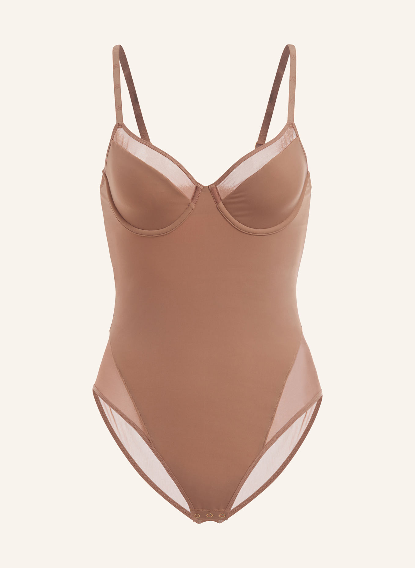 Wolford Bodies ohne Cups SHEER OPAQUE BODYSUIT: CAMEL