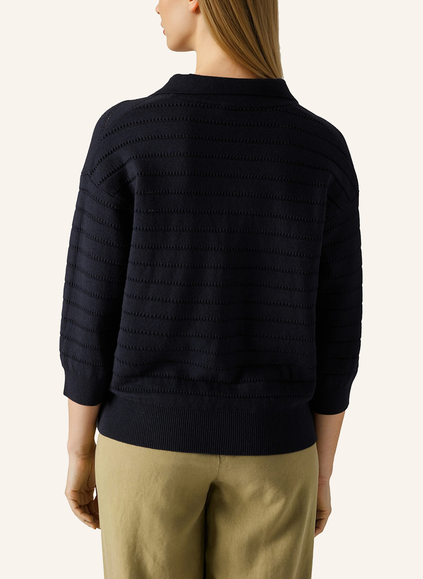 MAERZ MUENCHEN Strick-Poloshirt mit 3/4-Arm: BLAU