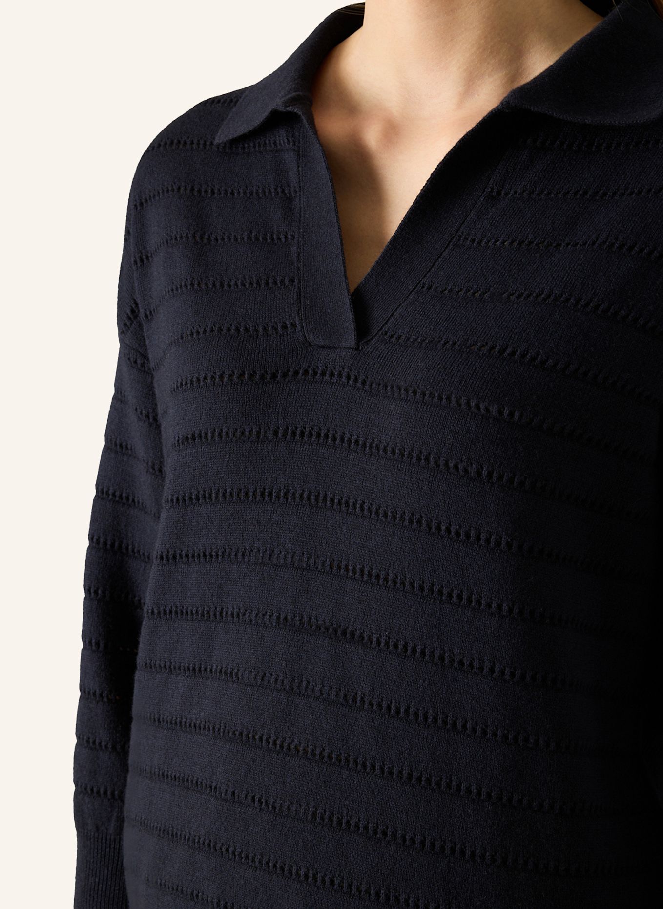 MAERZ MUENCHEN Strick-Poloshirt mit 3/4-Arm: BLAU