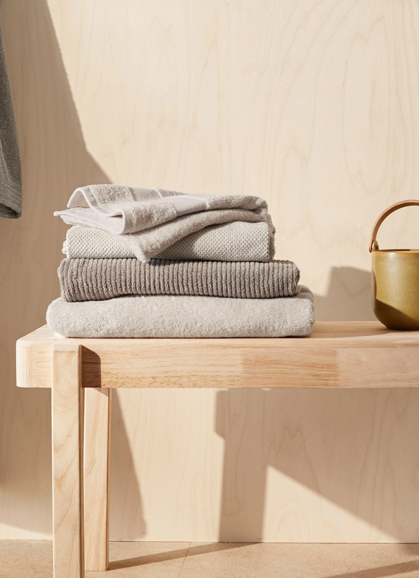 hessnatur Frottier Handtuch Rippstruktur: BEIGE