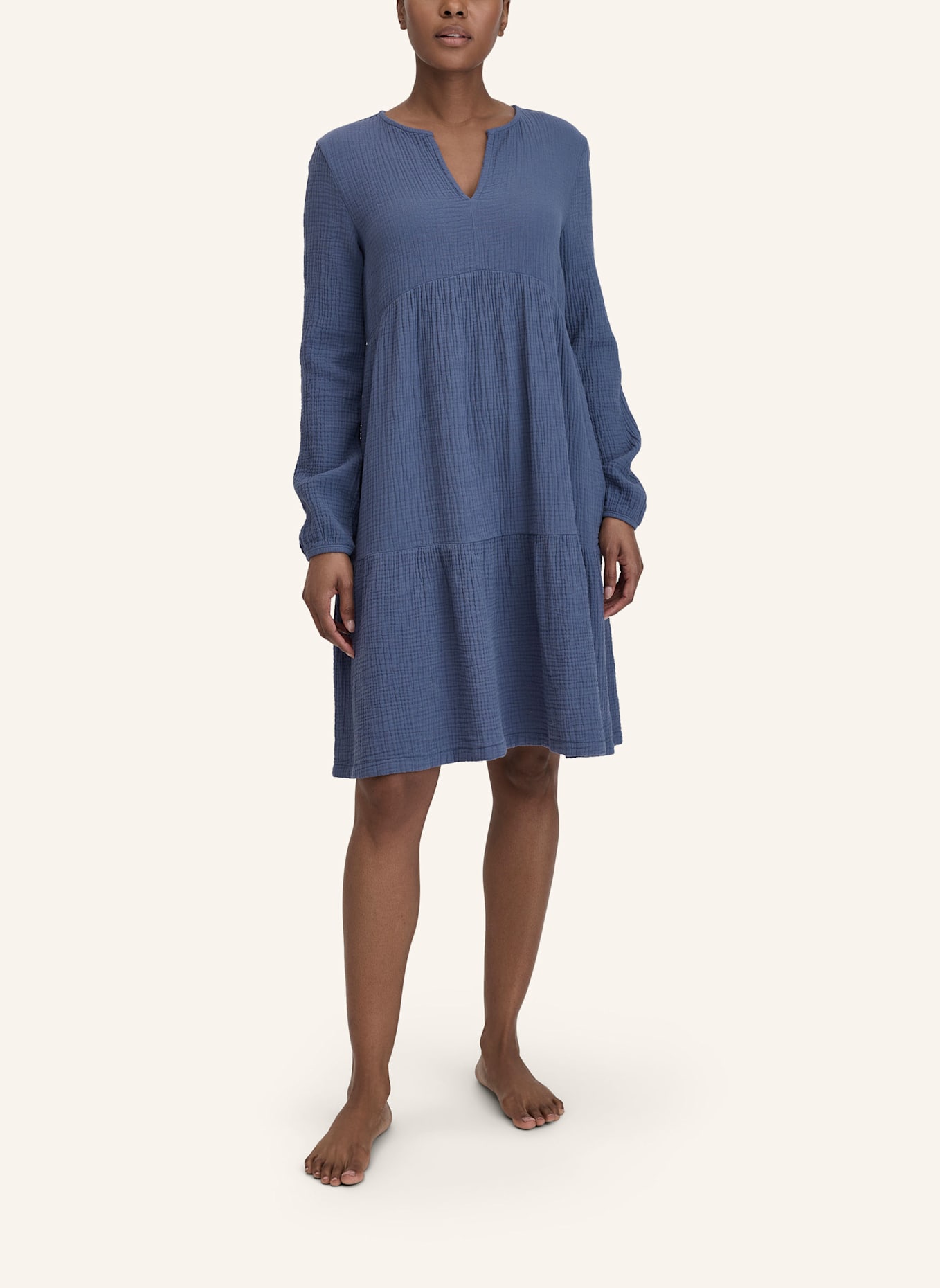 hessnatur Musselin Nachthemd: BLAU