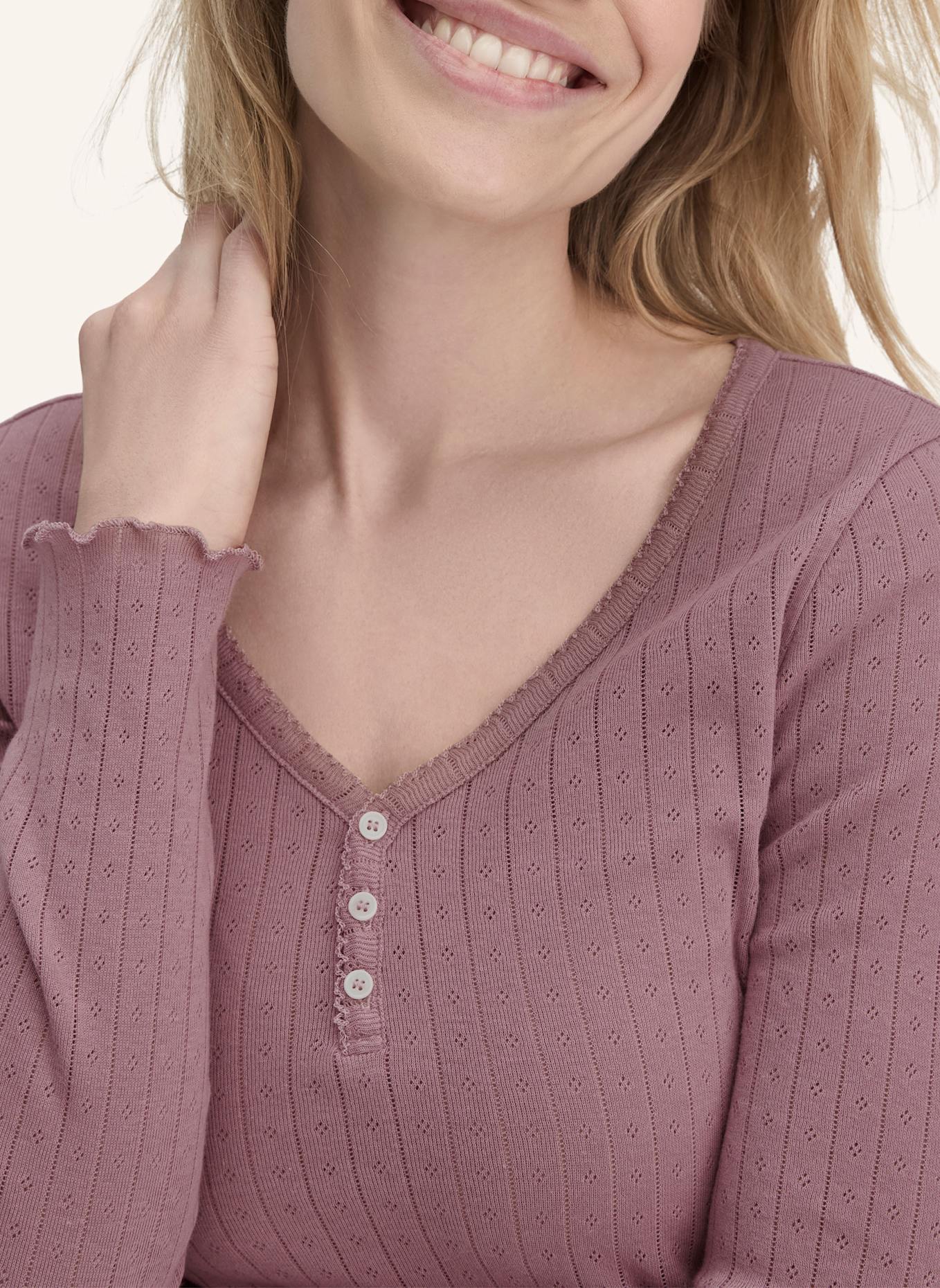 hessnatur Pointelle Henley Schlafshirt: ROSA
