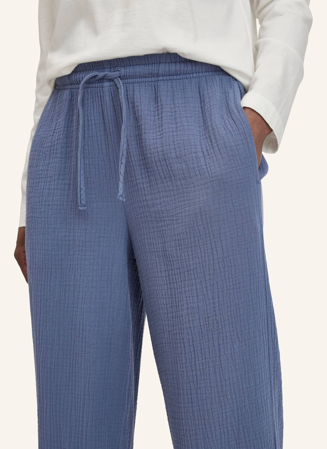 hessnatur Musselin Schlafhose: BLAU