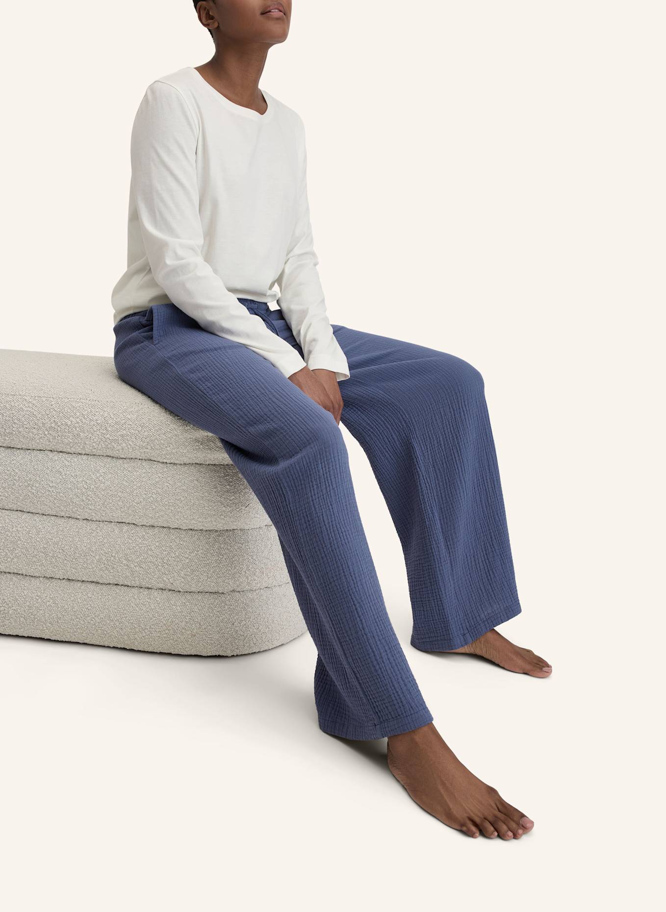 hessnatur Musselin Schlafhose: BLAU