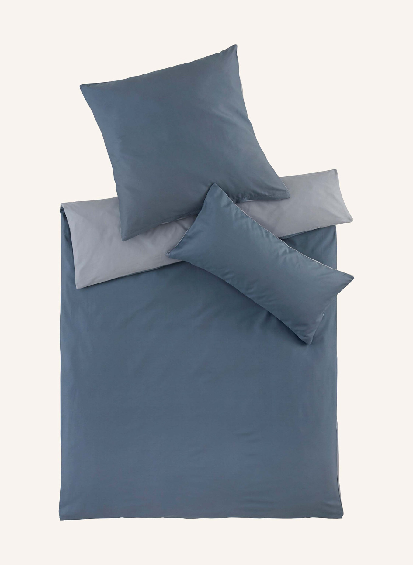 hessnatur Satin Wende Bettwäsche-Set: BLAU