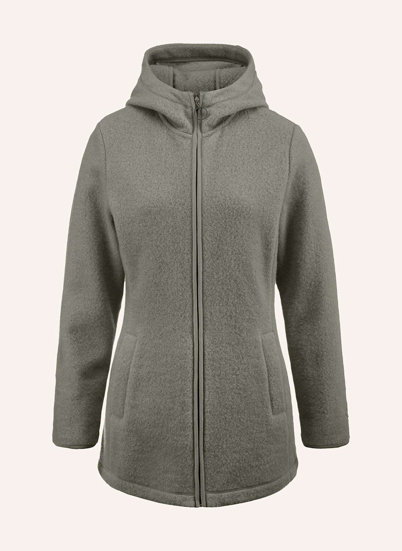 hessnatur Wollfleece Kapuzen-Jacke: GRÜN