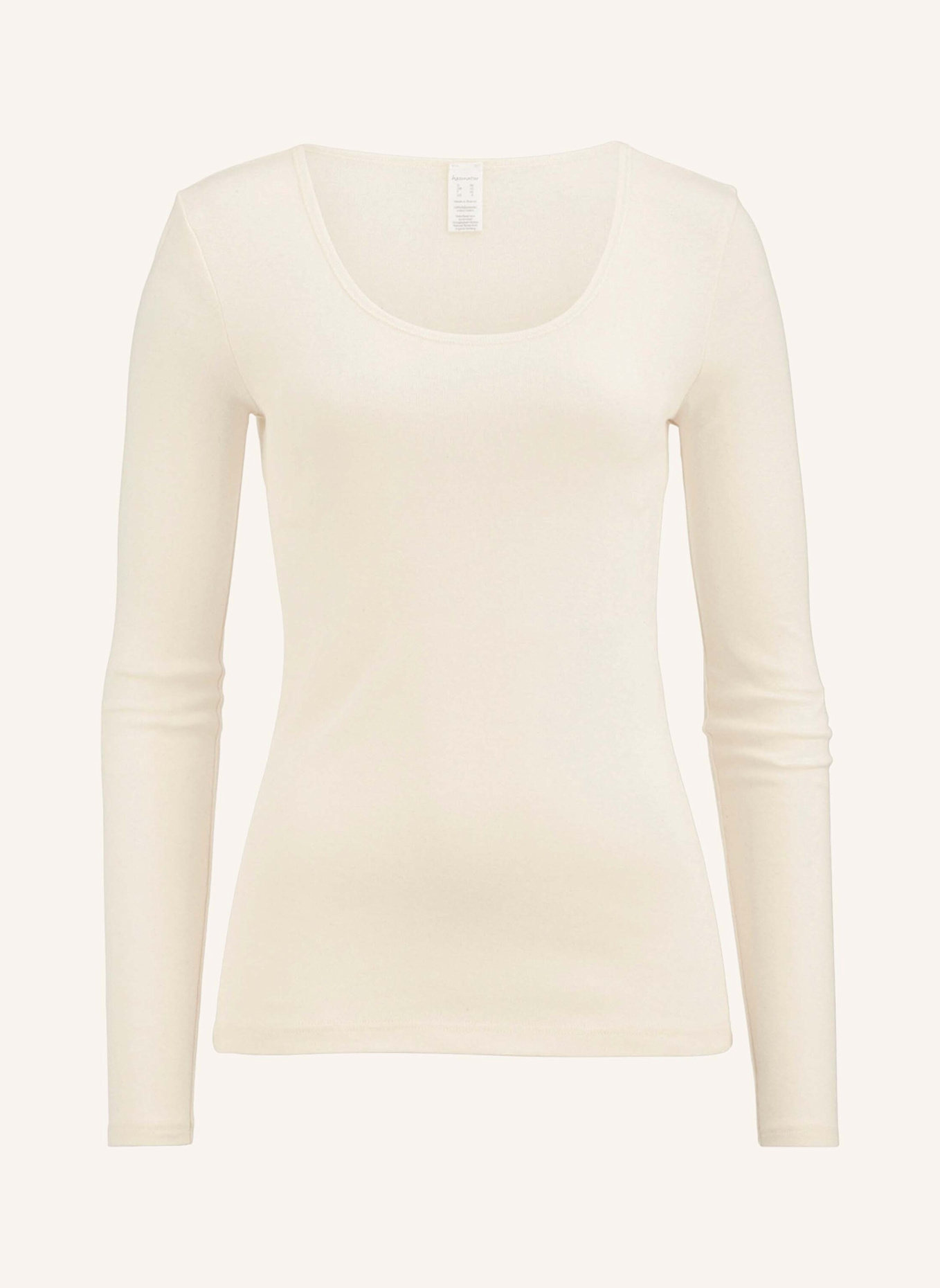 hessnatur Langarmshirt Rundhals Fitted: BEIGE