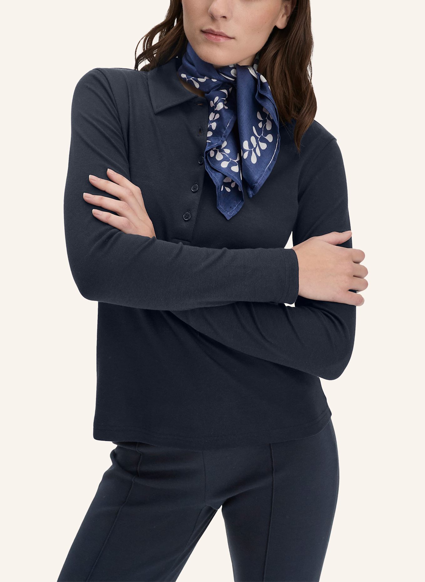 hessnatur Longsleeve Polo: BLAU