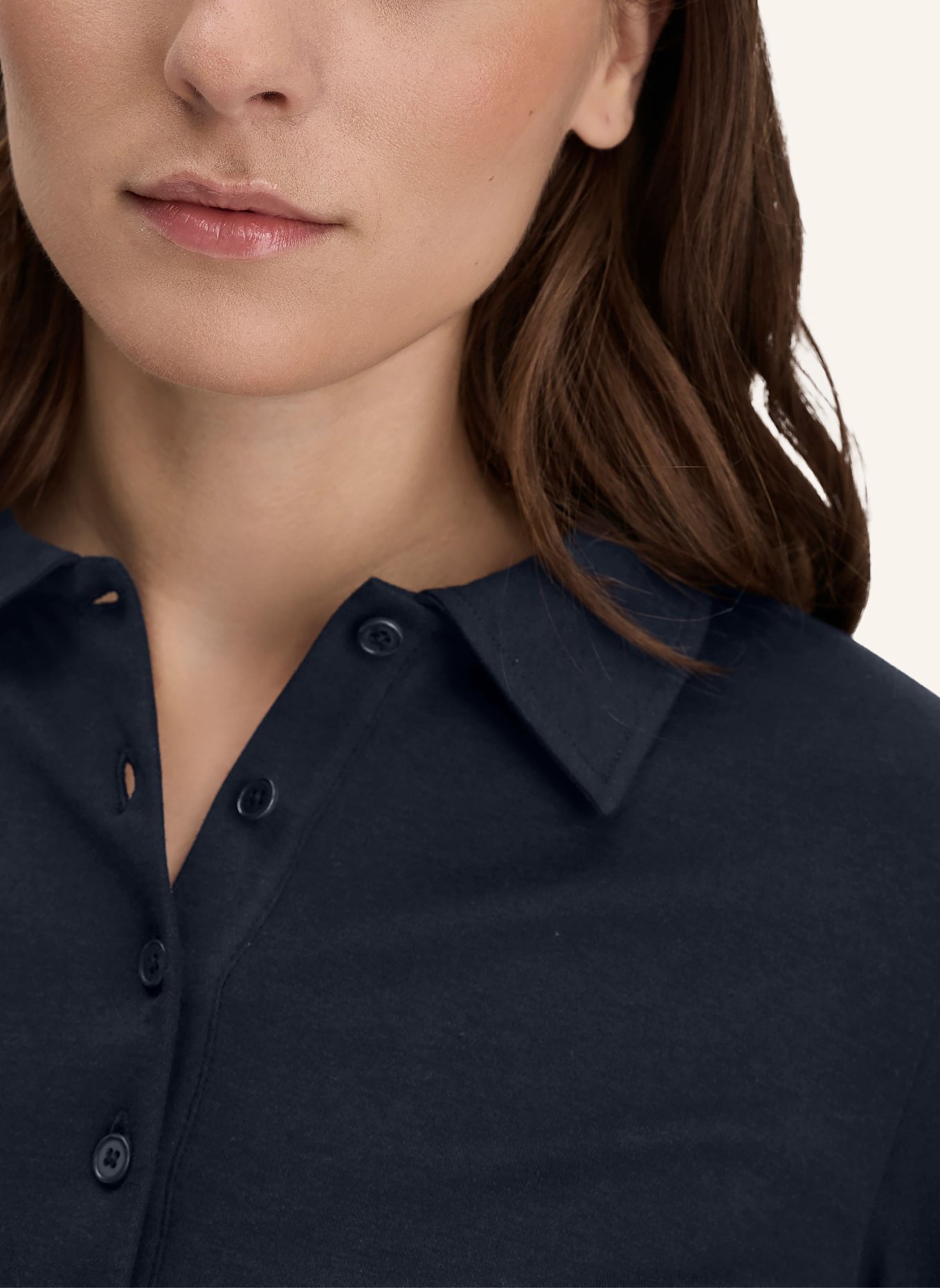 hessnatur Longsleeve Polo: BLAU
