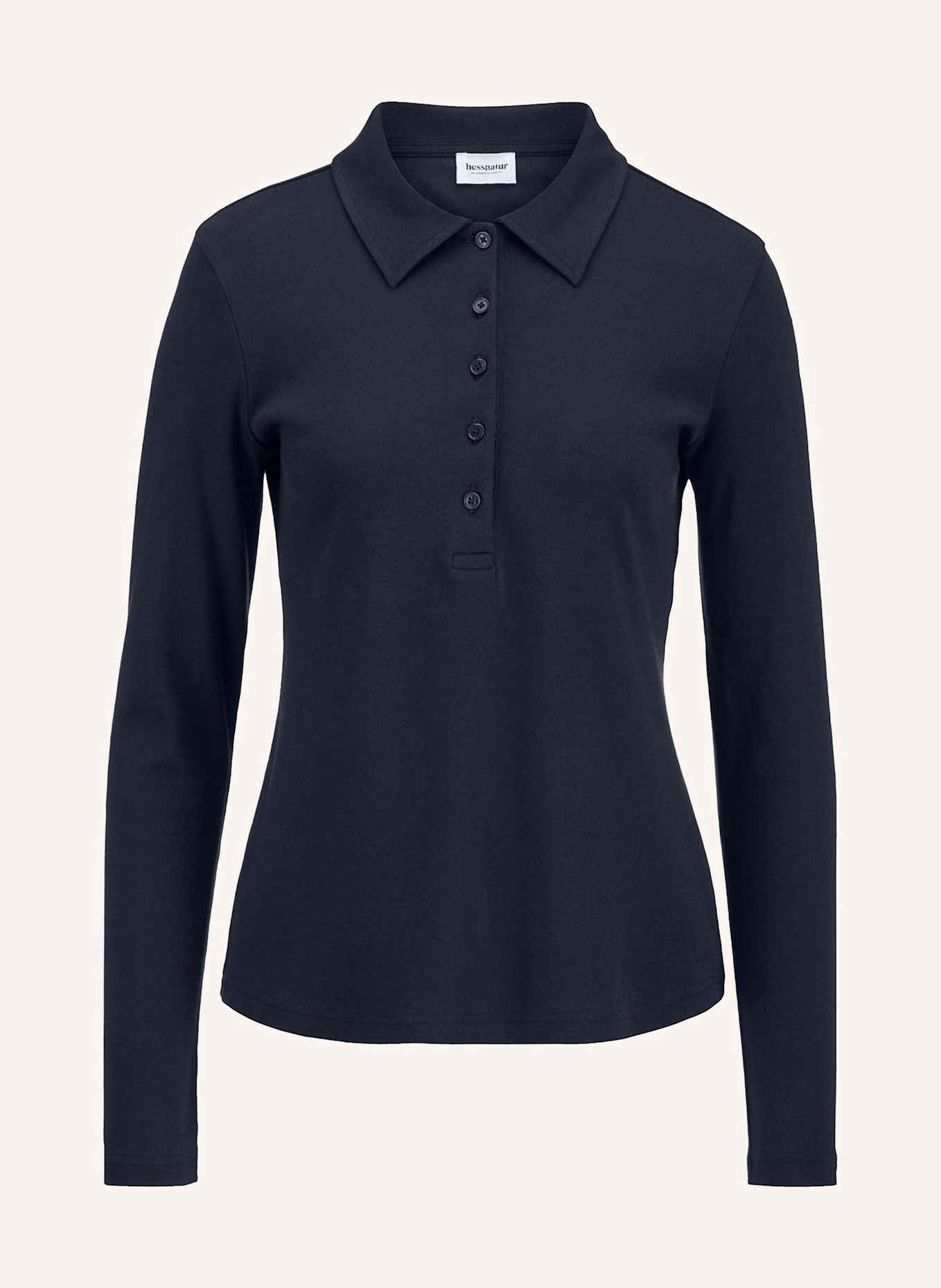 hessnatur Longsleeve Polo: BLAU